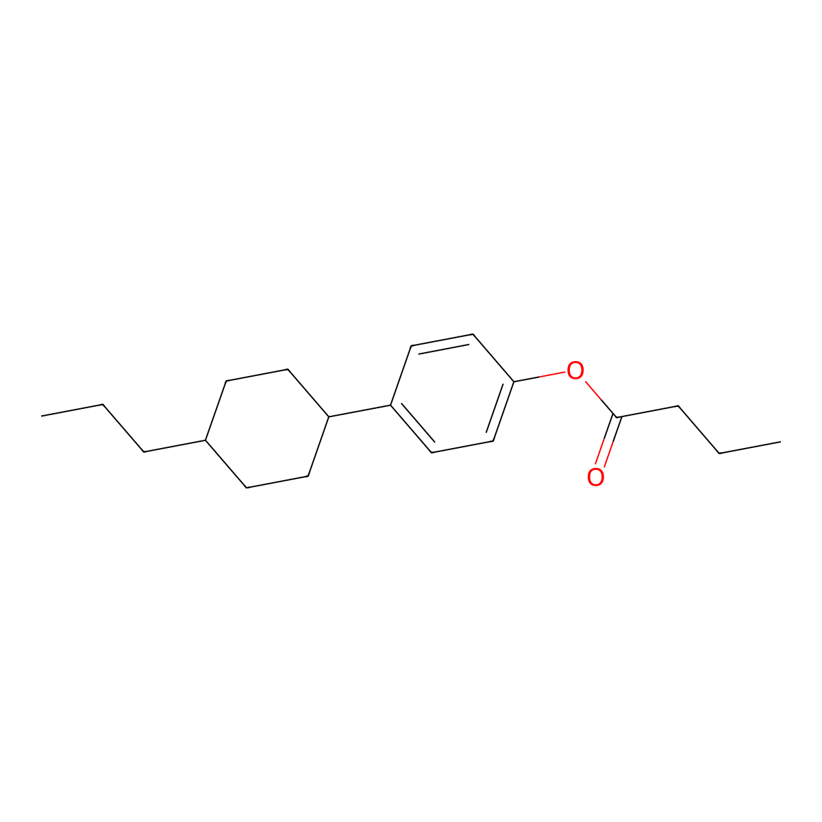 Butanoic acid, 4-(trans-4-propylcyclohexyl)phenyl ester molecular structure, CAS 72928-32-6