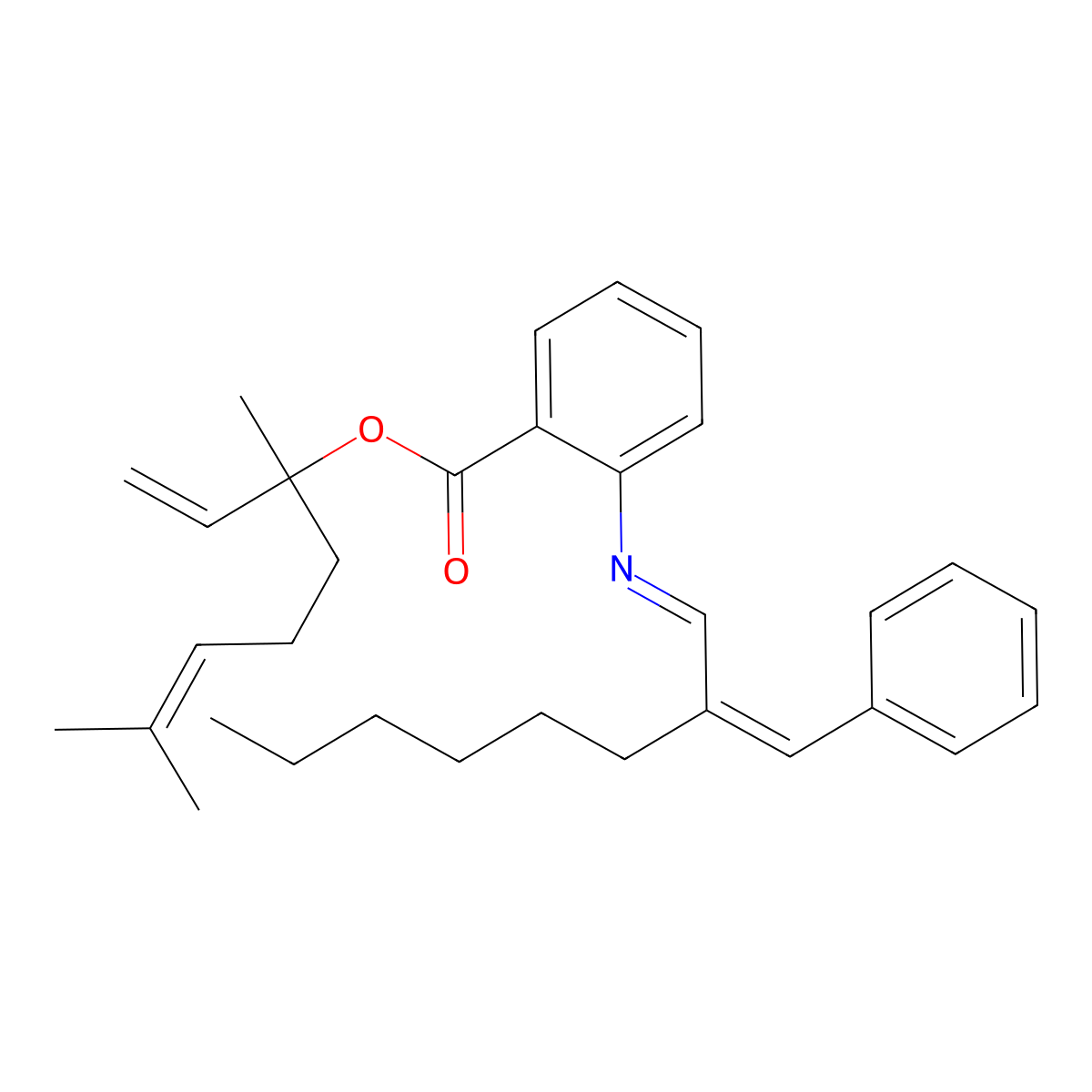 1-Ethenyl-1,5-dimethyl-4-hexen-1-yl 2-[[2-(phenylmethylene)octylidene]amino]benzoate molecular structure, CAS 72928-45-1