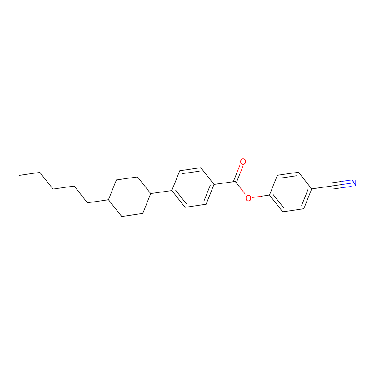 p-Cyanophenyl trans-p-(4-pentylcyclohexyl)benzoate molecular structure, CAS 72928-55-3