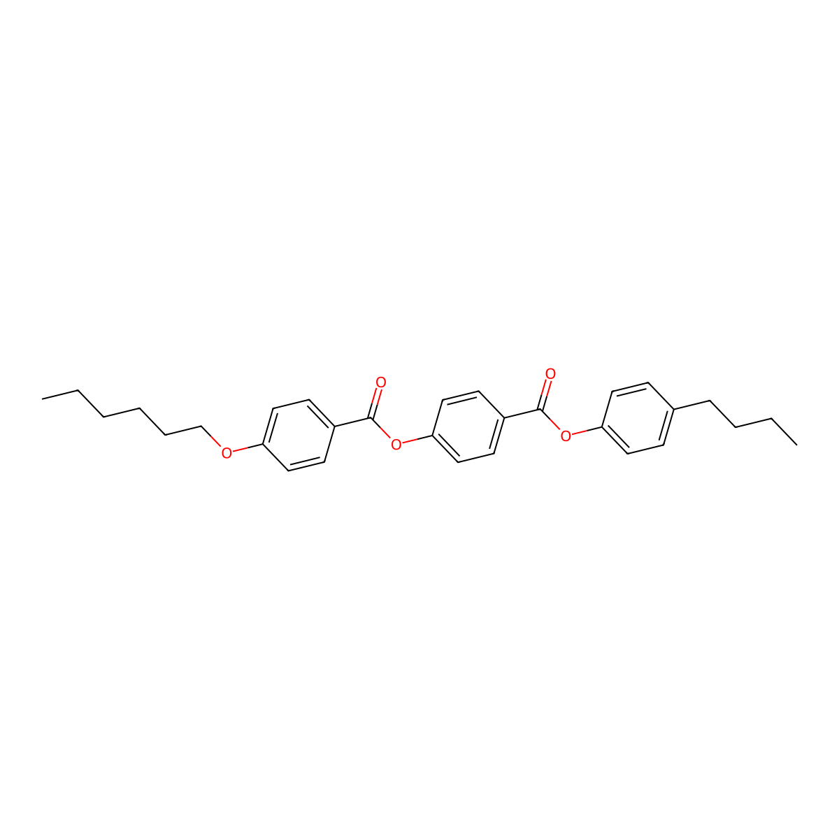 Benzoic acid, 4-(hexyloxy)-, 4-[(4-butylphenoxy)carbonyl]phenyl ester molecular structure, CAS 72928-56-4