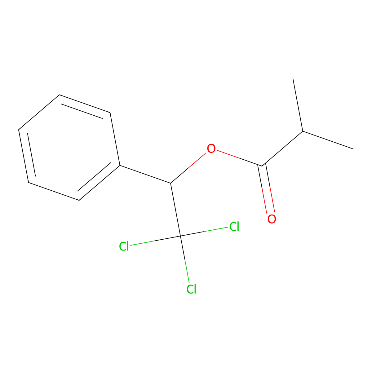 Propanoic acid, 2-methyl-, 2,2,2-trichloro-1-phenylethyl ester molecular structure, CAS 72929-02-3