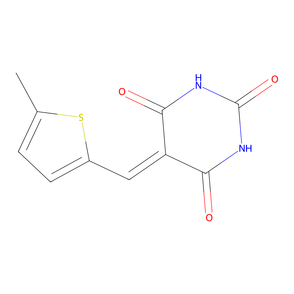 Barbituric acid, 5-(5-methyl-2-thenylidene)- molecular structure, CAS 7293-32-5