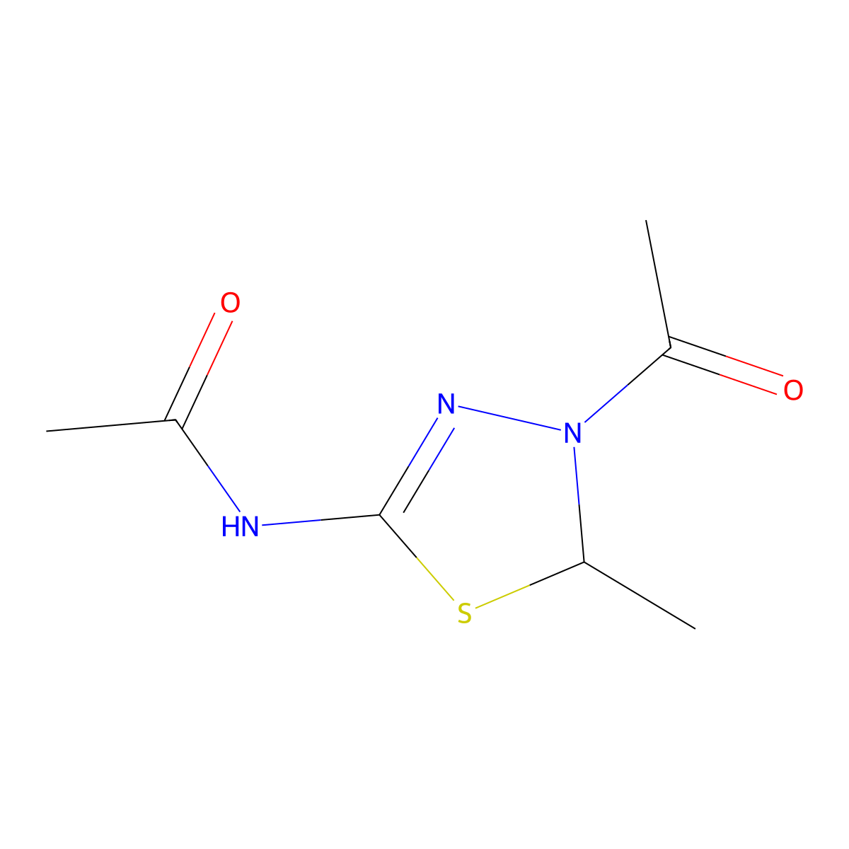 N-(4-Acetyl-5-methyl-4,5-dihydro-1,3,4-thiadiazol-2-yl)acetamide molecular structure, CAS 72938-21-7
