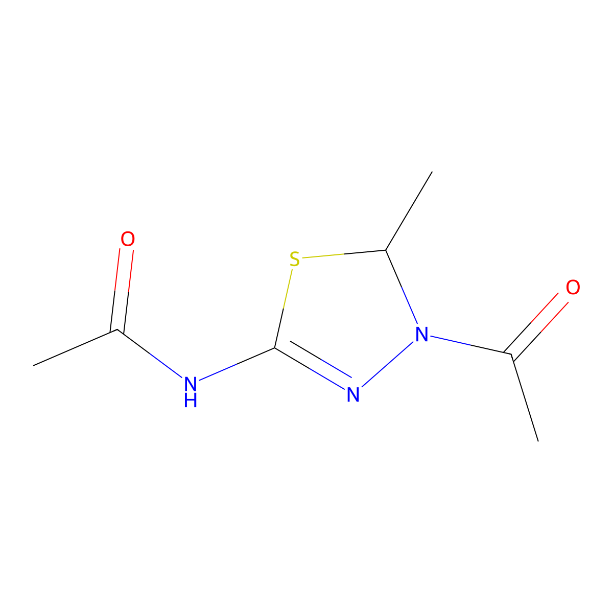 N-(4-Acetyl-5-methyl-4,5-dihydro-1,3,4-thiadiazol-2-yl)acetamide molecular structure, CAS 72938-21-7