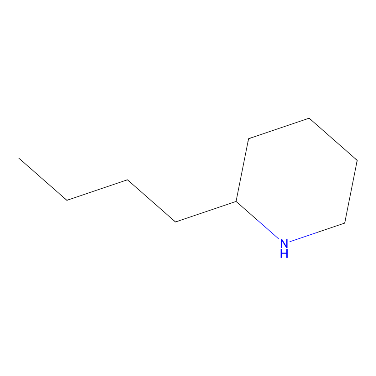 2-Butylpiperidine molecular structure, CAS 72939-22-1