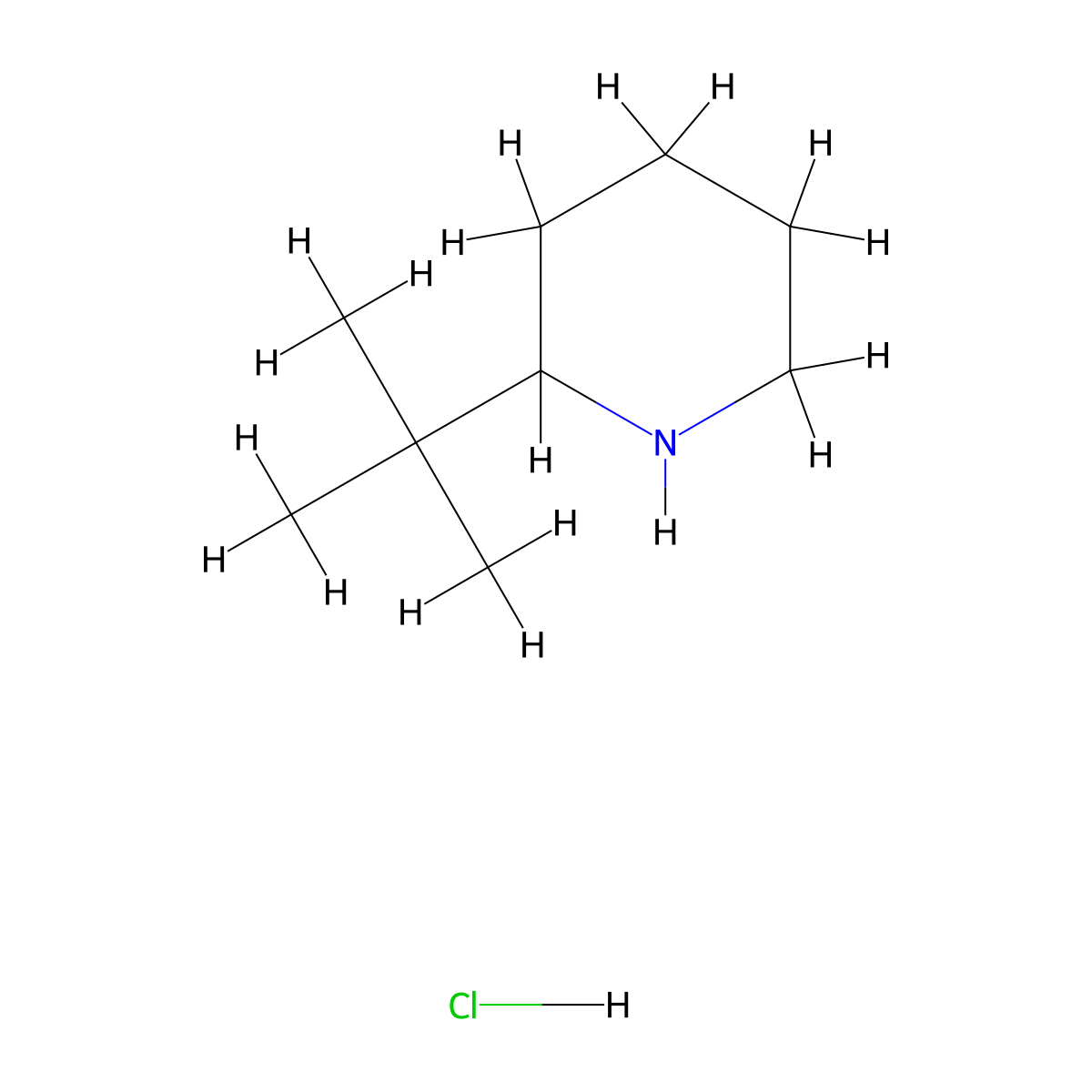 2-Tert-butylpiperidine hydrochloride molecular structure, CAS 72939-25-4