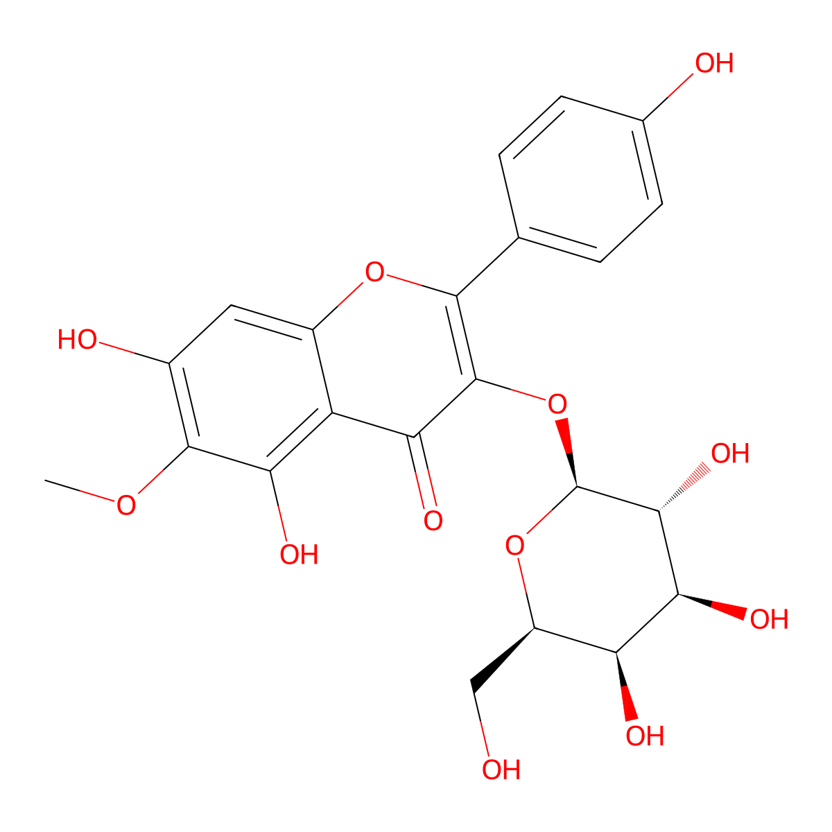 6-Methoxykaempferol 3-O-galactoside molecular structure, CAS 72945-43-8