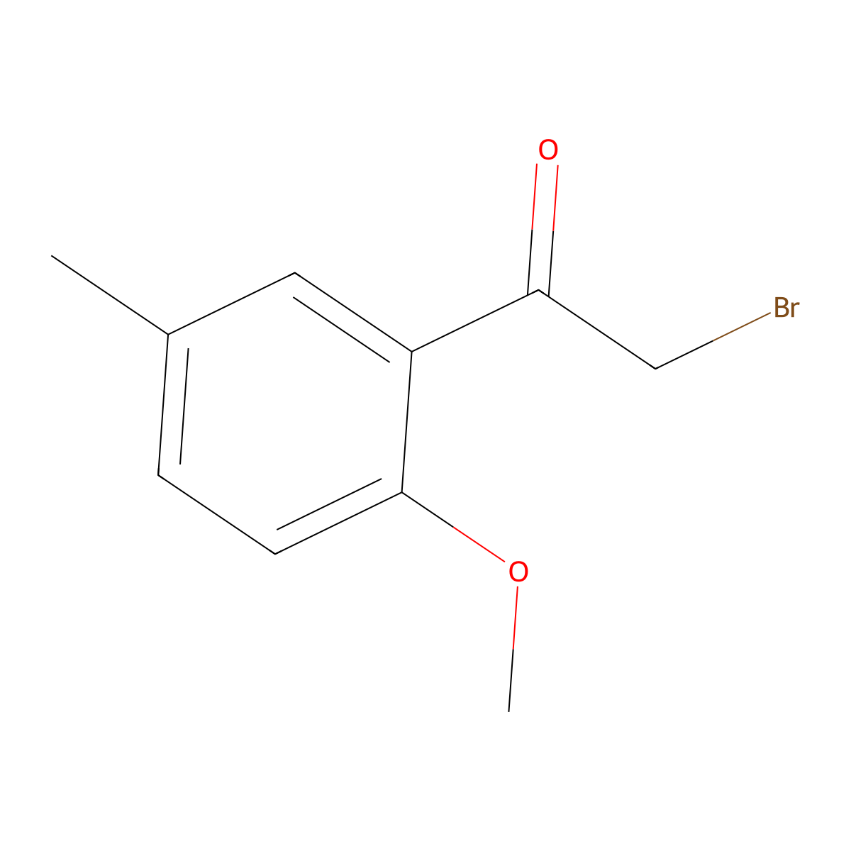 2-Bromo-1-(2-methoxy-5-methylphenyl)ethan-1-one molecular structure, CAS 7295-34-3