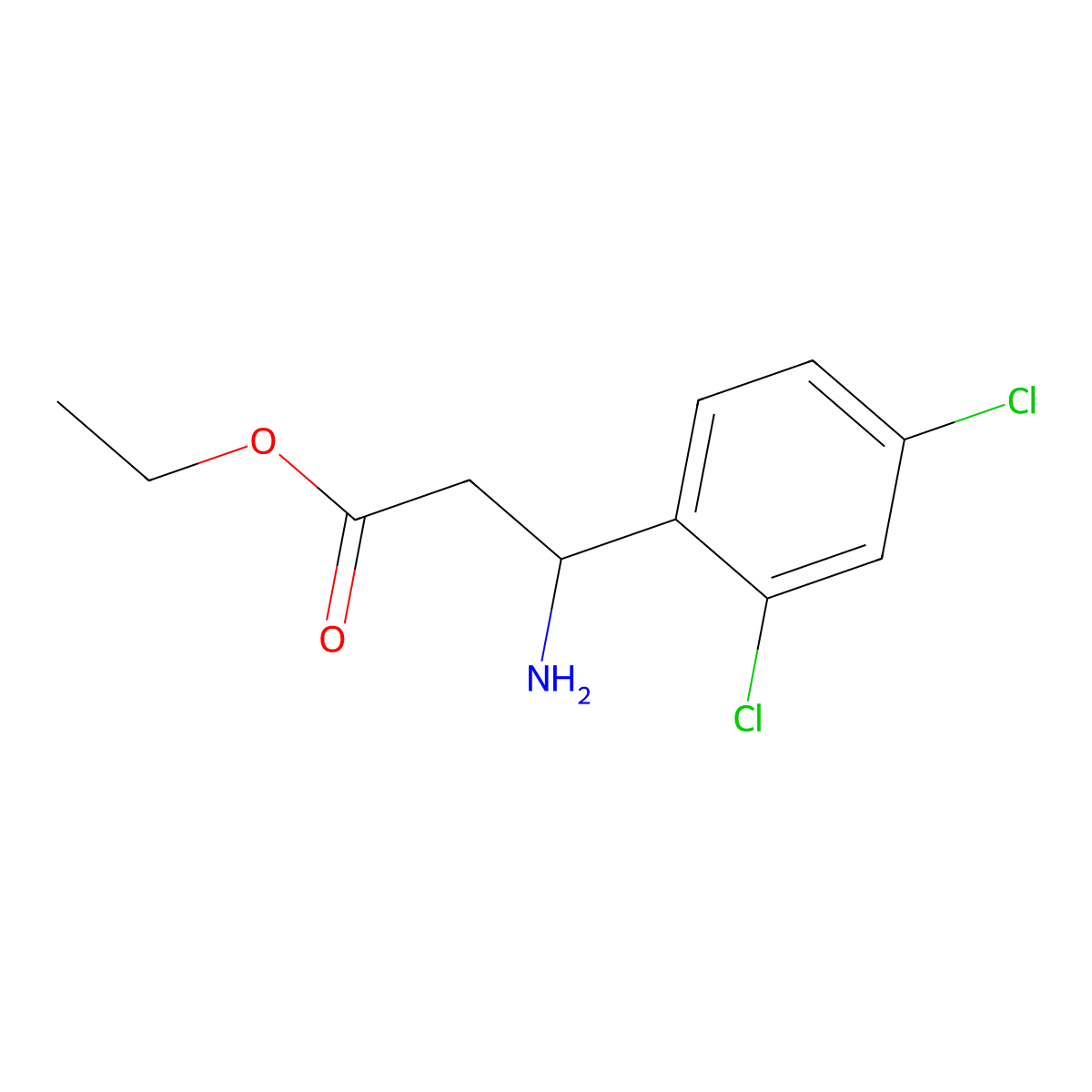 Ethyl 3-amino-3-(2,4-dichlorophenyl)propanoate molecular structure, CAS 72954-93-9