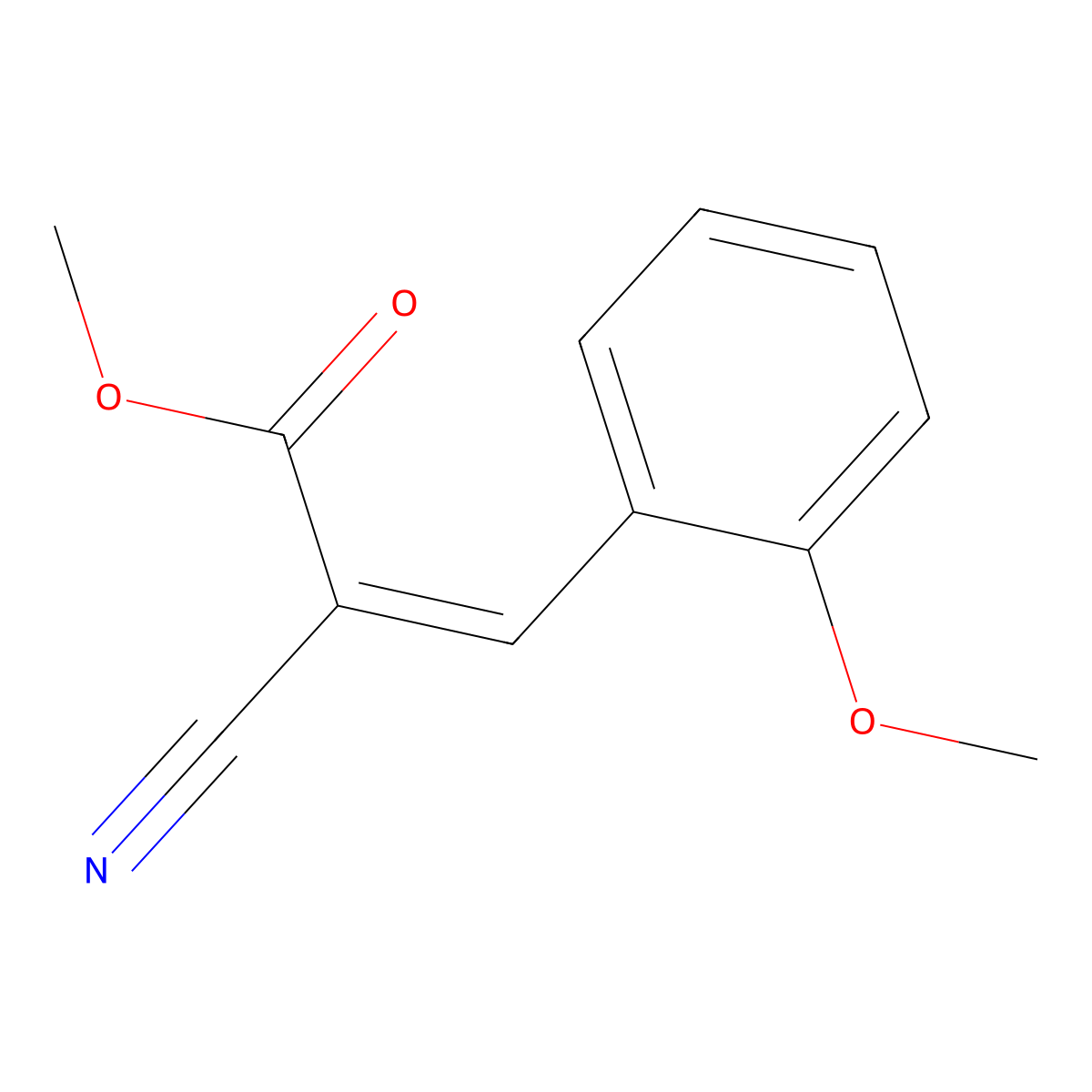 Methyl 2-cyano-3-(2-methoxyphenyl)prop-2-enoate molecular structure, CAS 72955-39-6