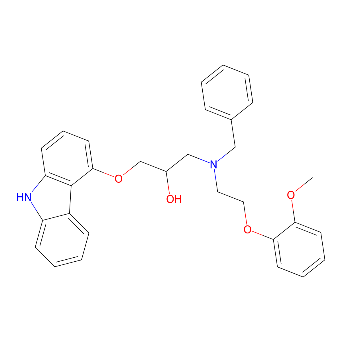 1-{benzyl[2-(2-methoxyphenoxy)ethyl]amino}-3-(9H-carbazol-4-yloxy)propan-2-ol molecular structure, CAS 72955-94-3