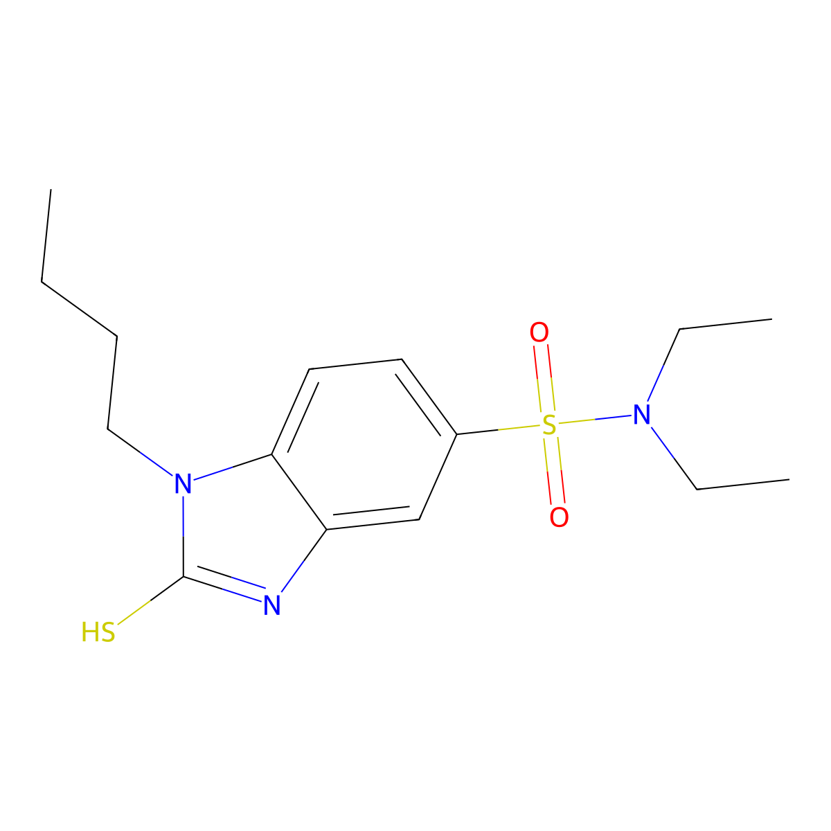 1-butyl-N,N-diethyl-2-sulfanyl-1H-1,3-benzodiazole-5-sulfonamide molecular structure, CAS 729561-79-9