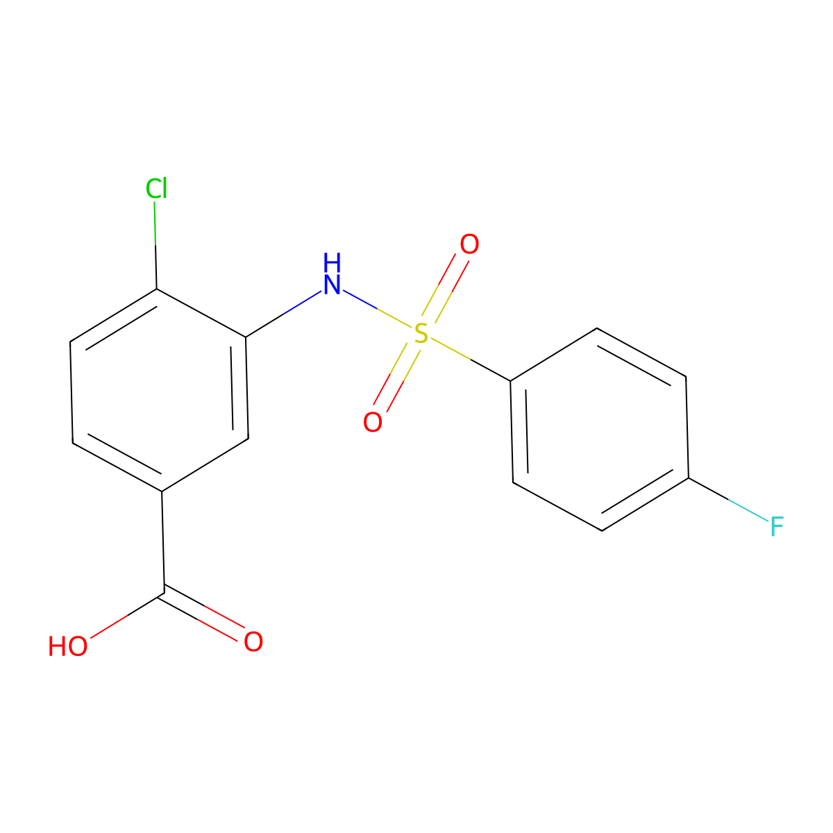 4-Chloro-3-(4-fluorobenzenesulfonamido)benzoic acid molecular structure, CAS 729561-80-2