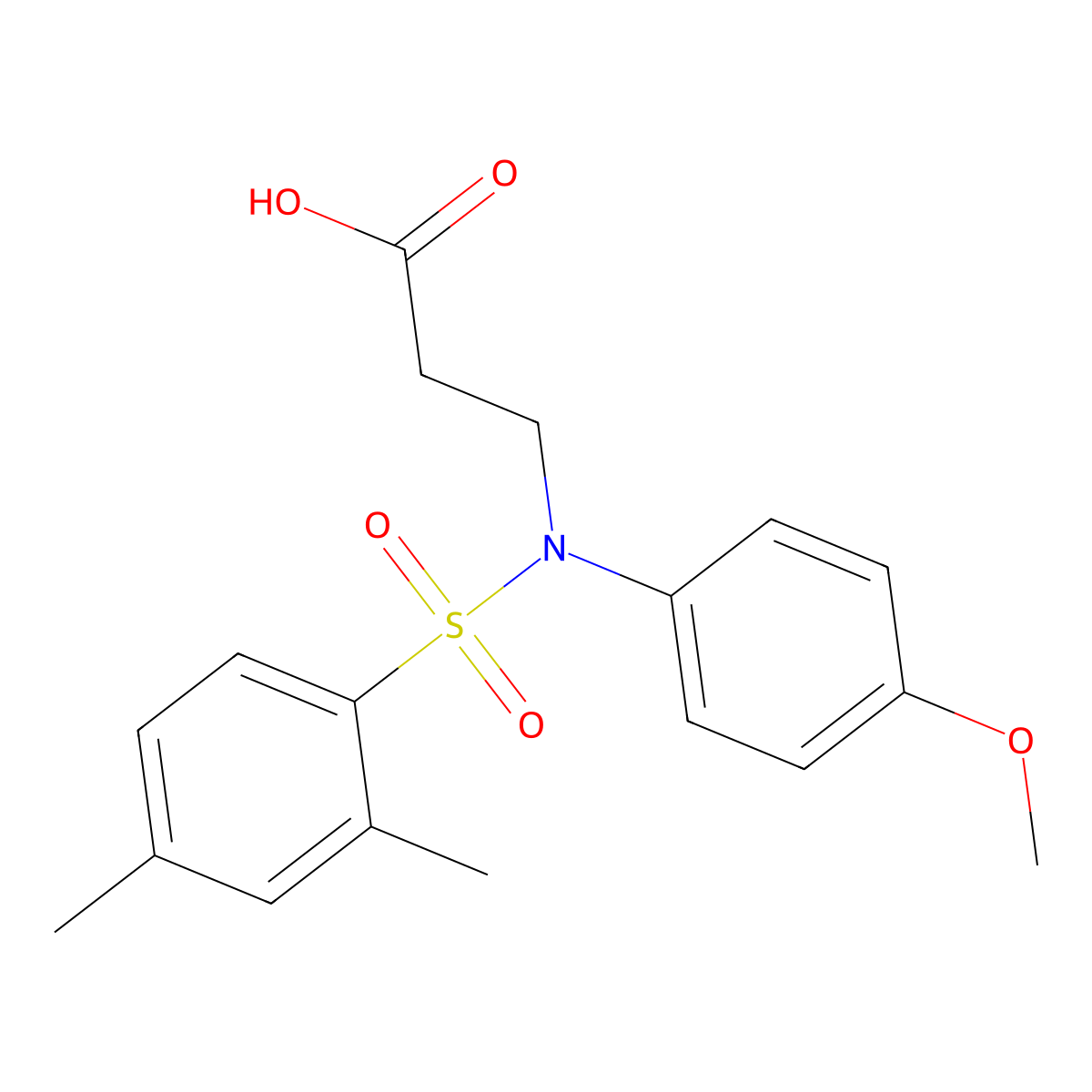 3-[N-(4-methoxyphenyl)2,4-dimethylbenzenesulfonamido]propanoic acid molecular structure, CAS 729561-81-3