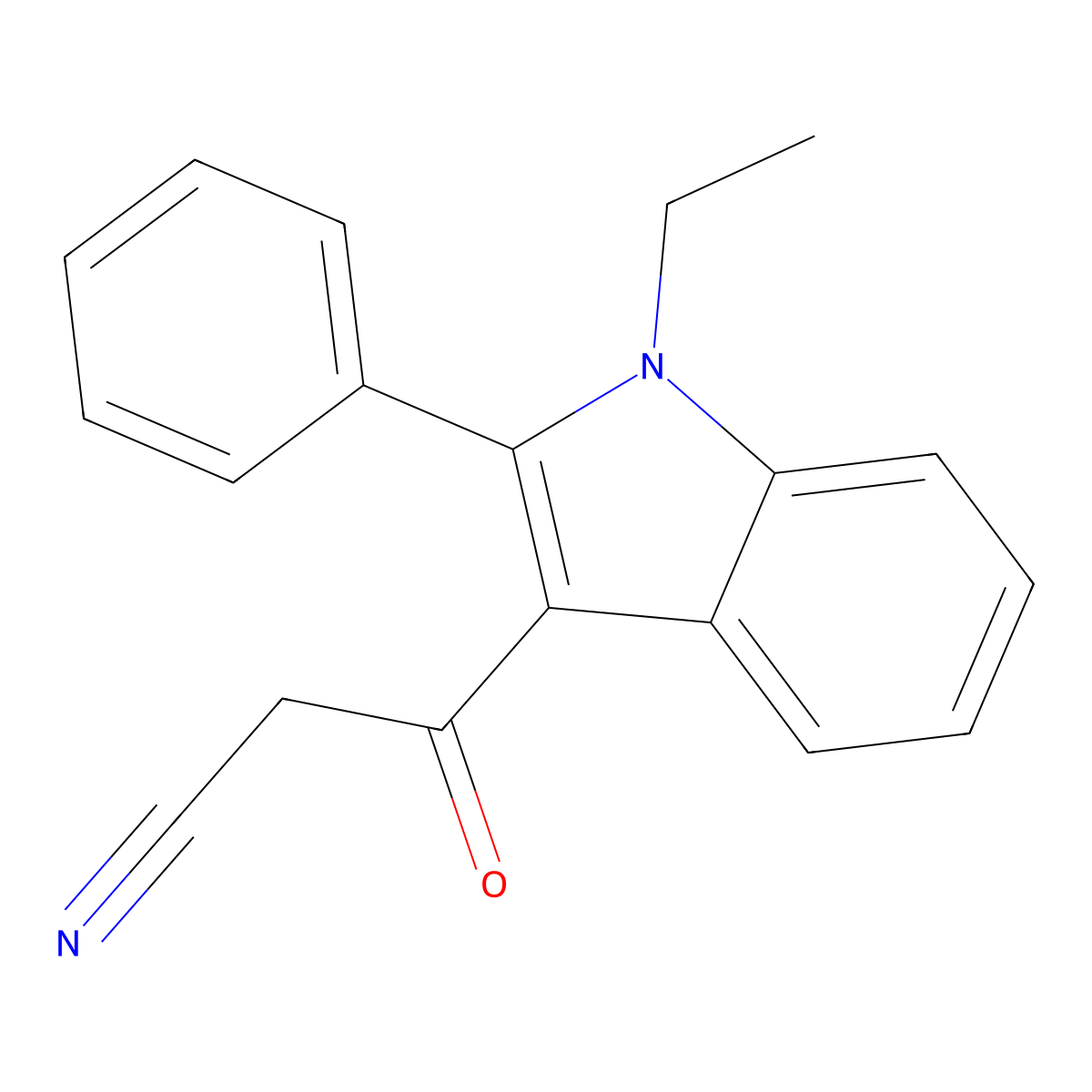3-(1-ethyl-2-phenyl-1H-indol-3-yl)-3-oxopropanenitrile molecular structure, CAS 729561-84-6