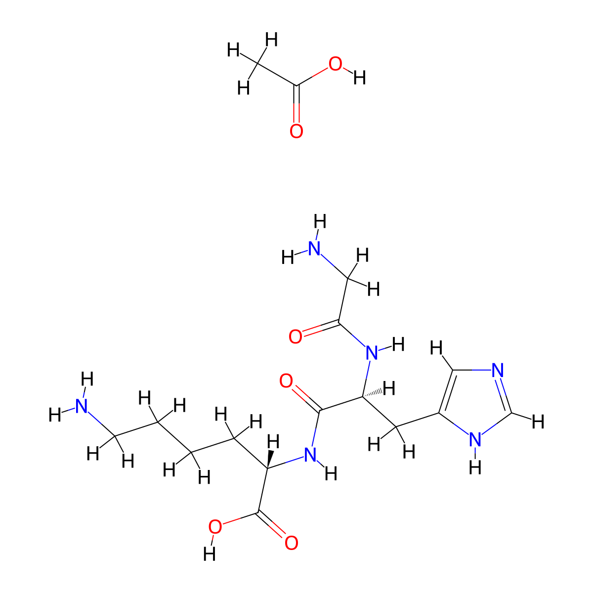 L-Lysine, glycyl-L-histidyl-, monoacetate molecular structure, CAS 72957-37-0