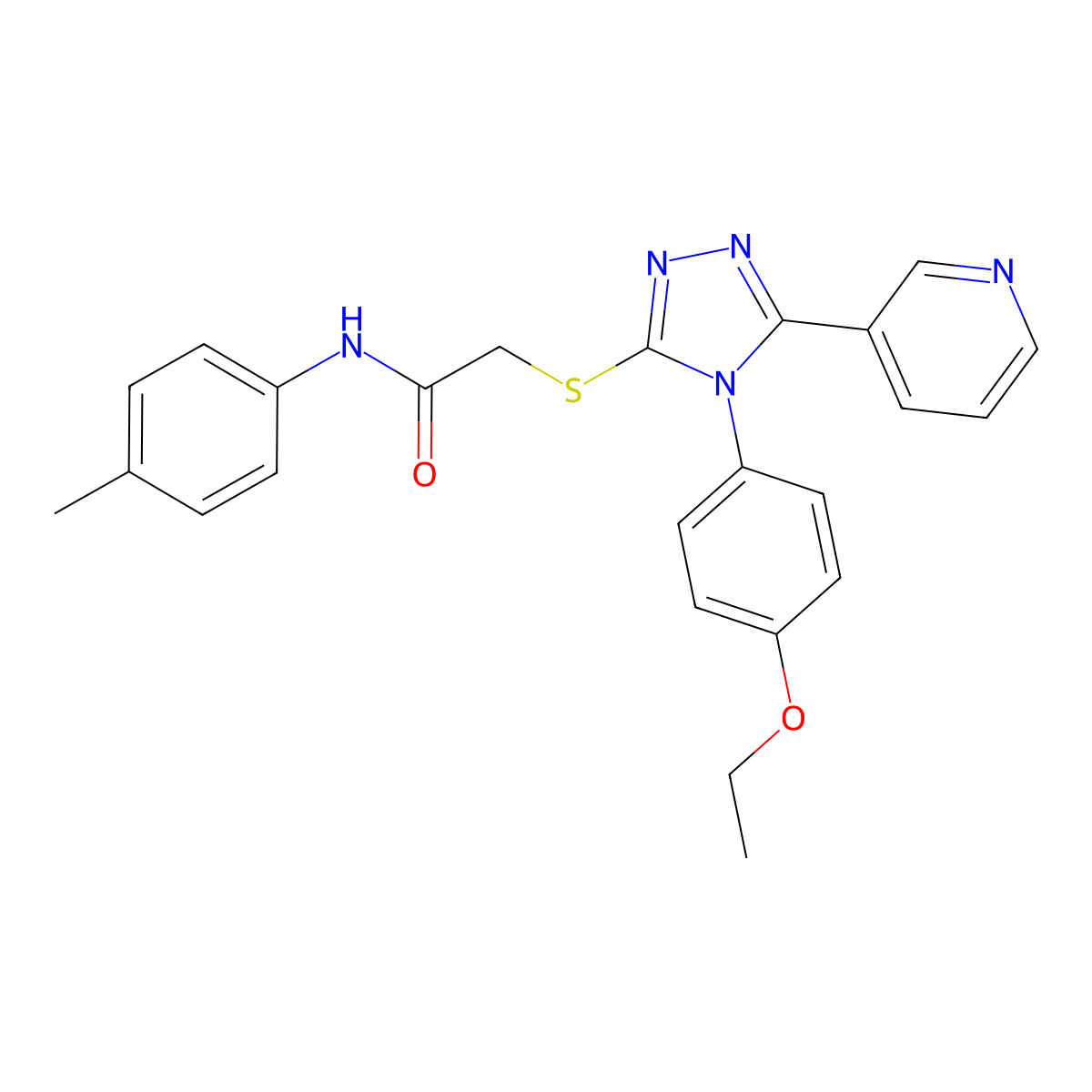 2-{[4-(4-ethoxyphenyl)-5-(pyridin-3-yl)-4H-1,2,4-triazol-3-yl]sulfanyl}-N-(4-methylphenyl)acetamide molecular structure, CAS 729573-39-1