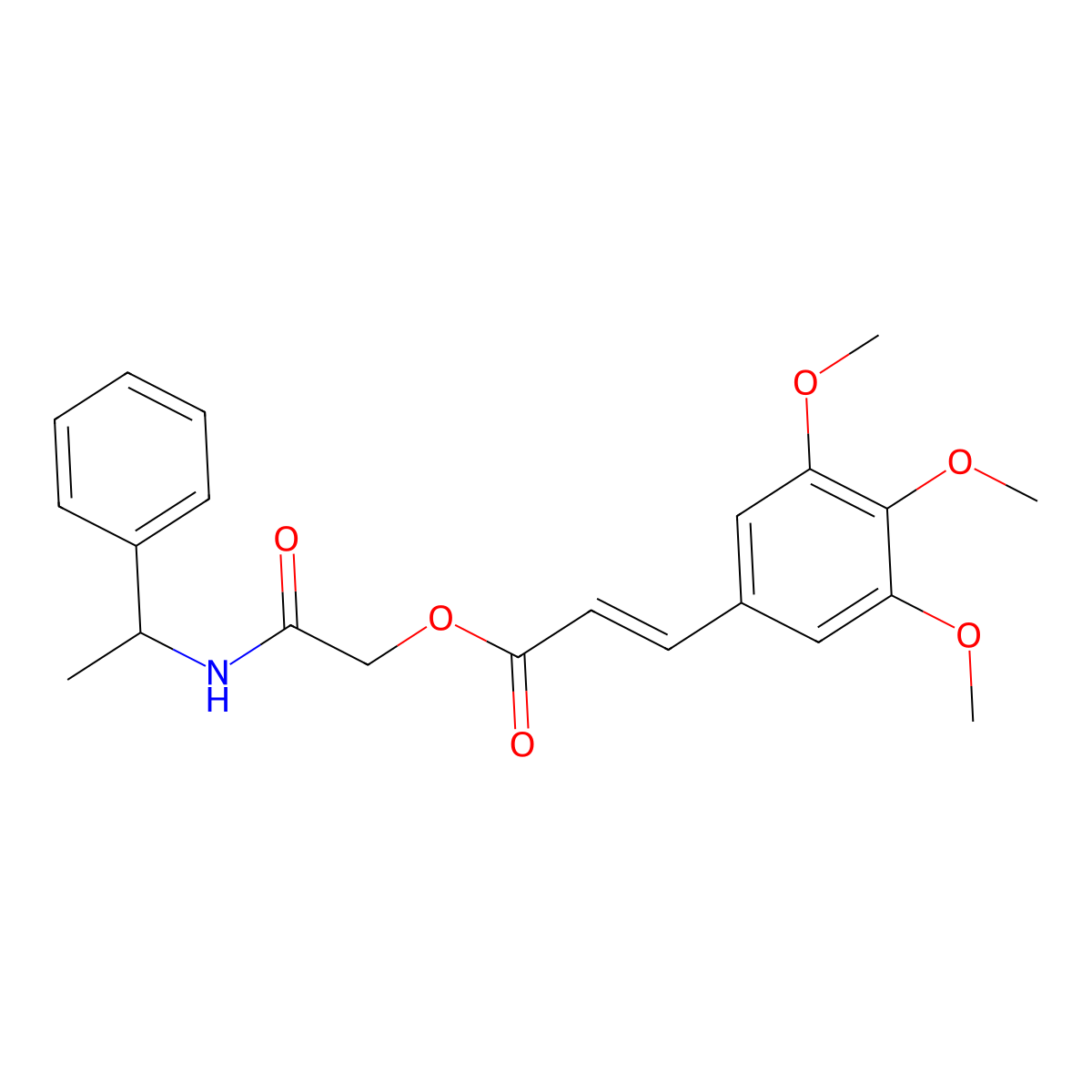 [2-oxo-2-(1-phenylethylamino)ethyl] (E)-3-(3,4,5-trimethoxyphenyl)prop-2-enoate molecular structure, CAS 729574-89-4