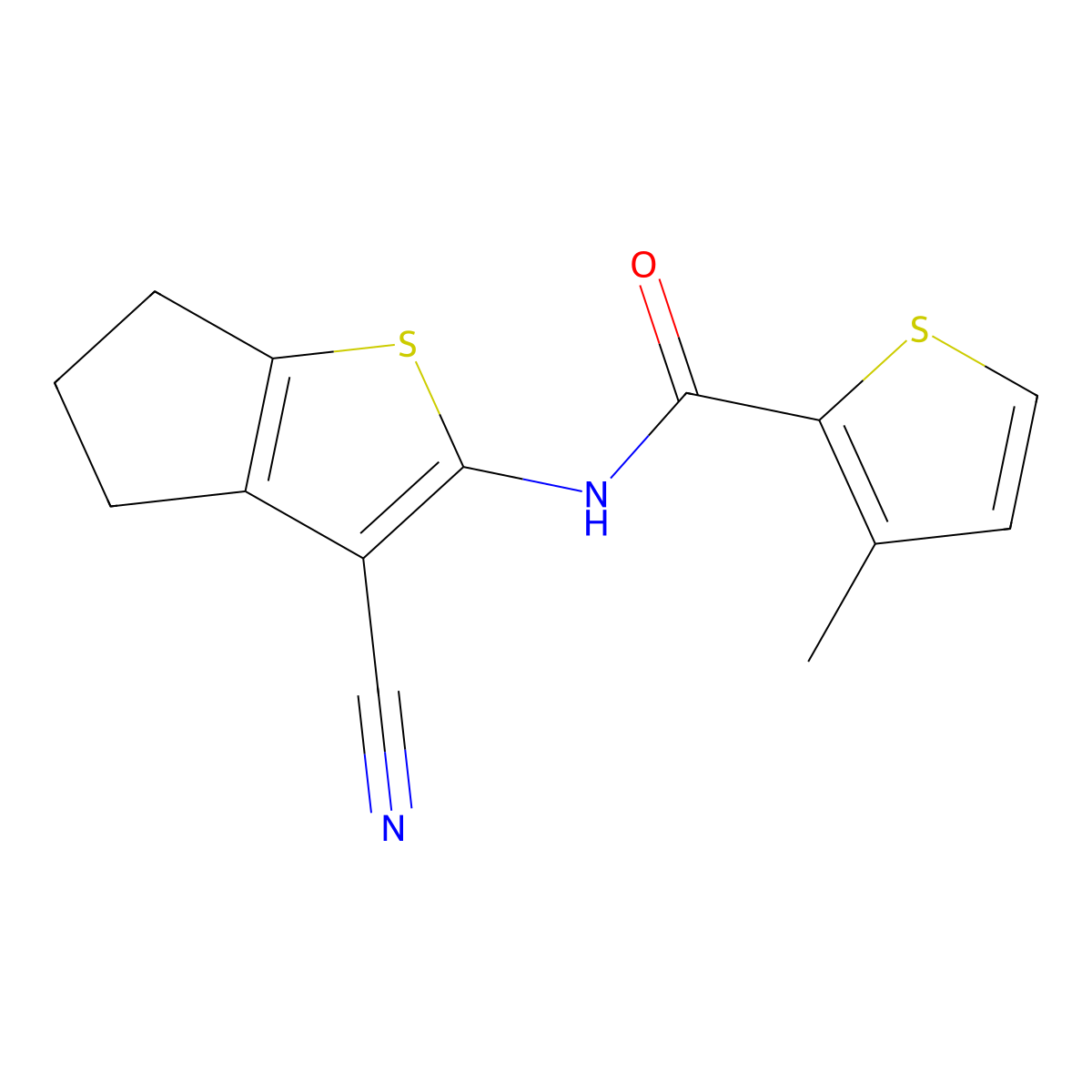 N-(3-cyano-5,6-dihydro-4H-cyclopenta[b]thiophen-2-yl)-3-methylthiophene-2-carboxamide molecular structure, CAS 729575-54-6