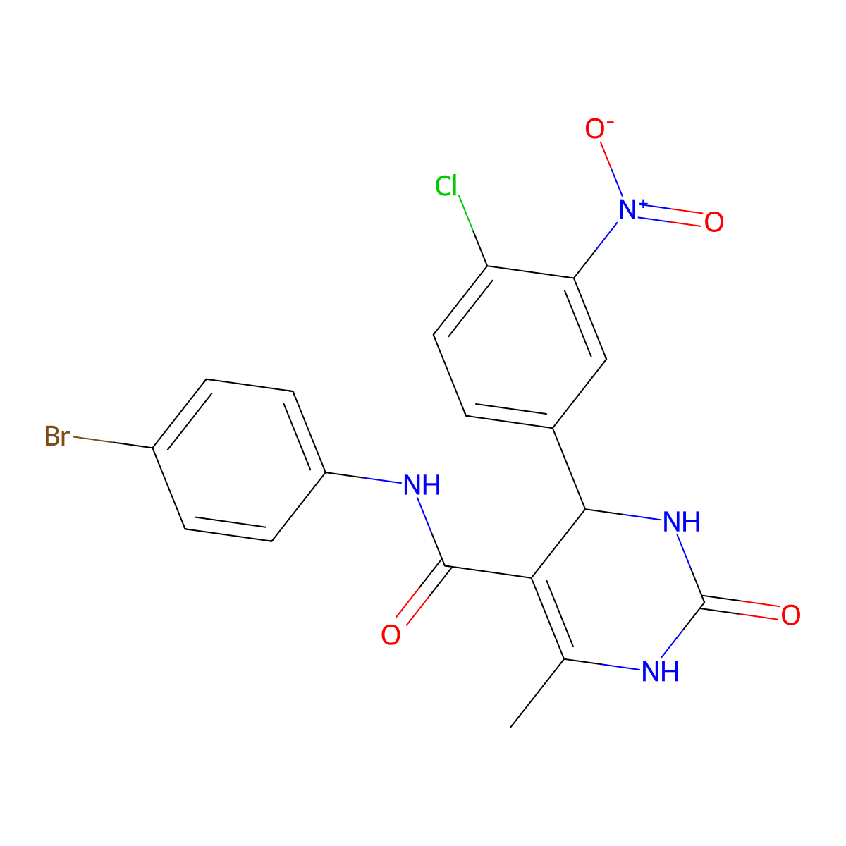 N-(4-bromophenyl)-4-(4-chloro-3-nitrophenyl)-6-methyl-2-oxo-1,2,3,4-tetrahydropyrimidine-5-carboxamide molecular structure, CAS 729581-79-7