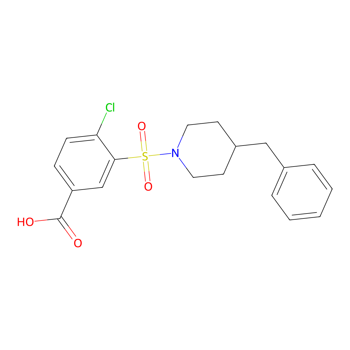 3-[(4-Benzylpiperidin-1-yl)sulfonyl]-4-chlorobenzoic acid molecular structure, CAS 729582-34-7