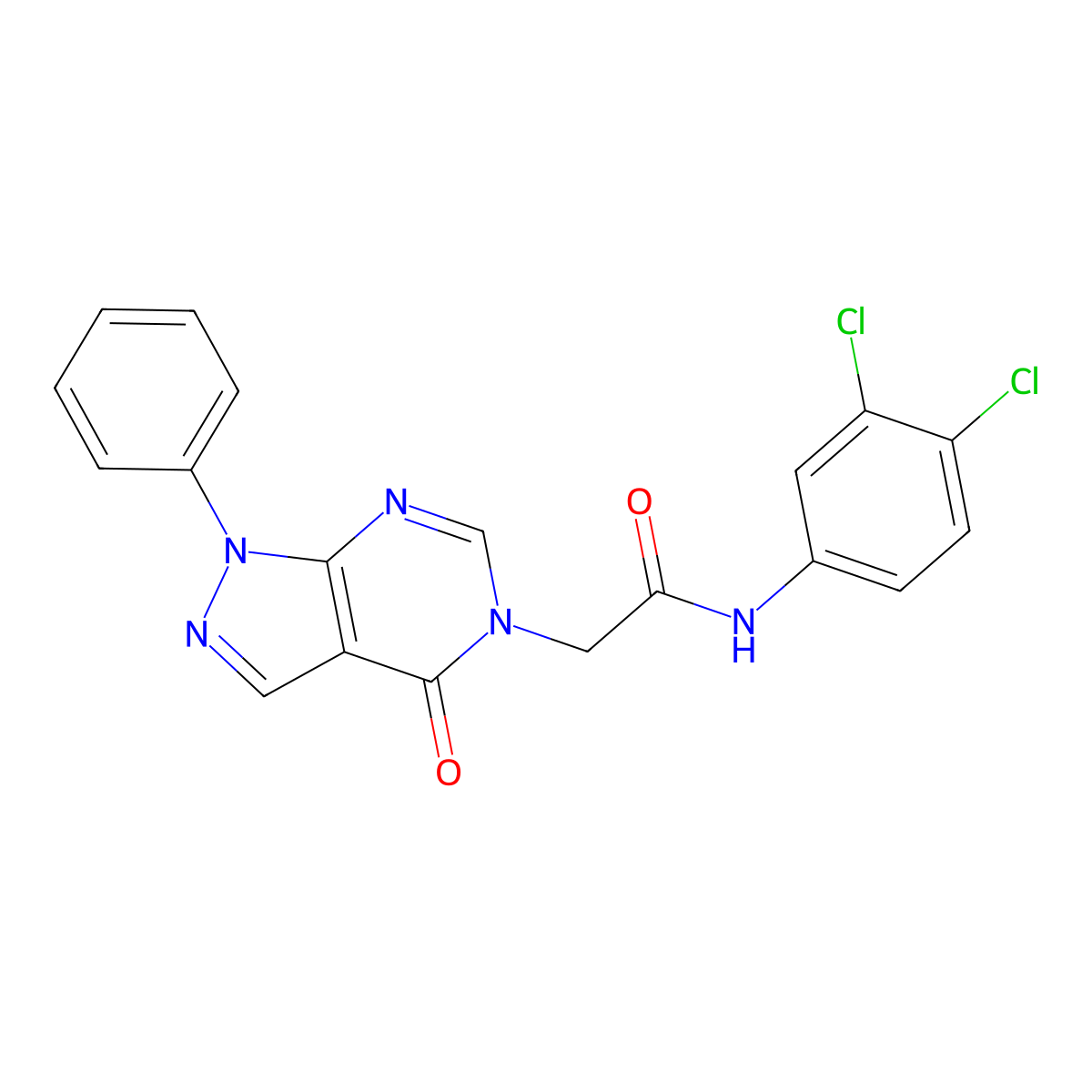 N-(3,4-dichlorophenyl)-2-(4-oxo-1-phenyl-1H-pyrazolo[3,4-d]pyrimidin-5(4H)-yl)acetamide molecular structure, CAS 729582-43-8