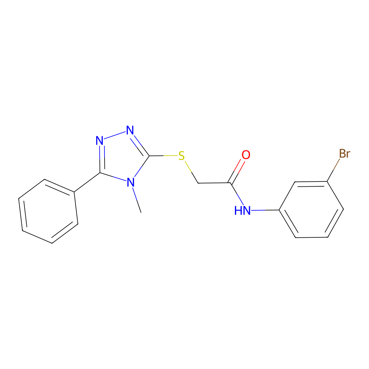 N-(3-bromophenyl)-2-[(4-methyl-5-phenyl-1,2,4-triazol-3-yl)sulfanyl]acetamide molecular structure, CAS 729588-02-7