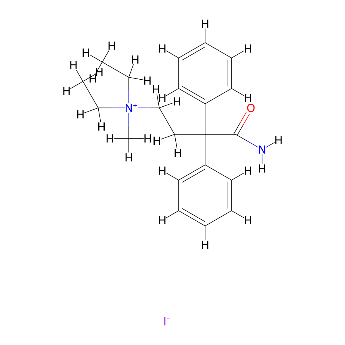 Ammonium, (3-carbamoyl-3,3-diphenylpropyl)diethylmethyl-, iodide molecular structure, CAS 7296-28-8