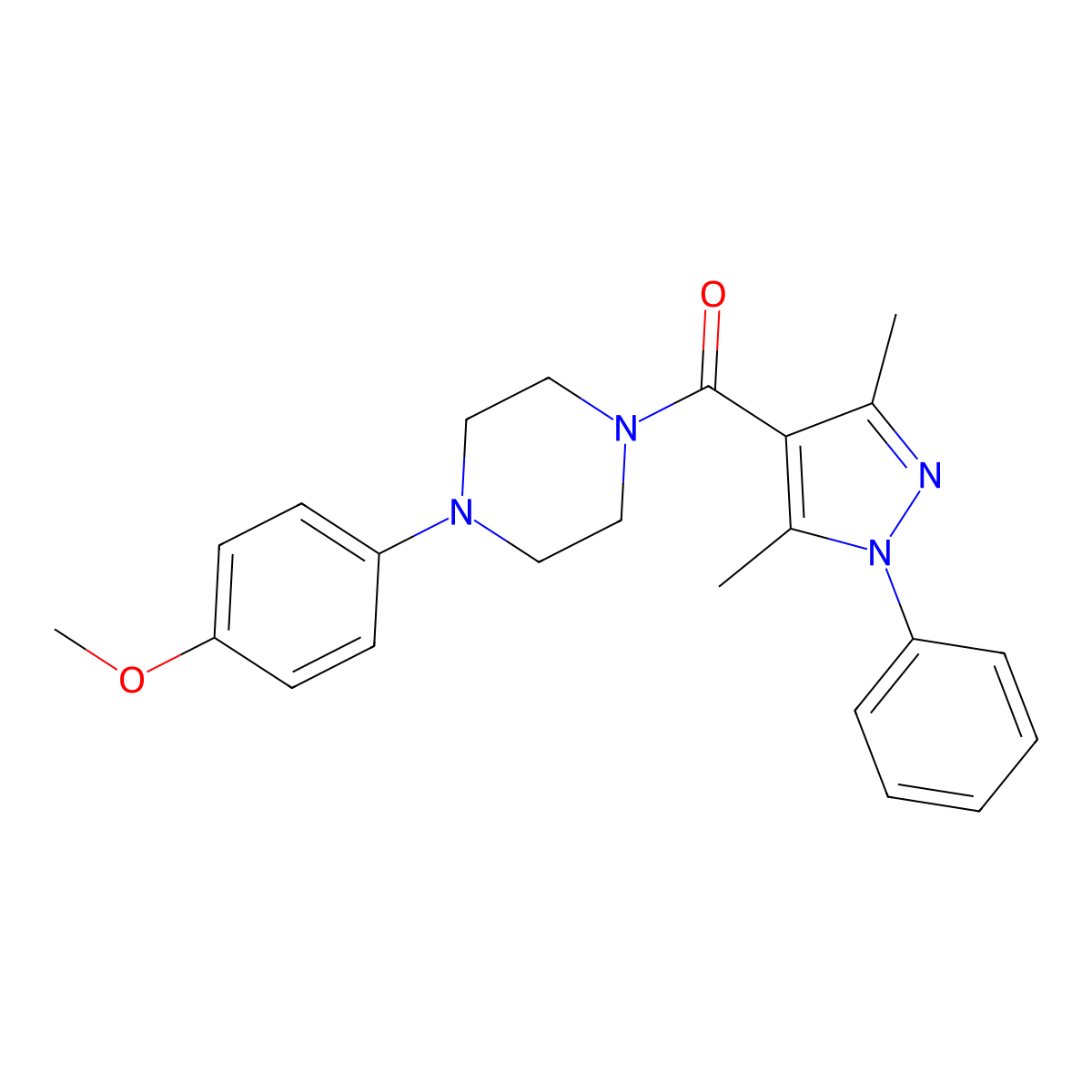 (3,5-Dimethyl-1-phenylpyrazol-4-yl)-[4-(4-methoxyphenyl)piperazin-1-yl]methanone molecular structure, CAS 729605-39-4