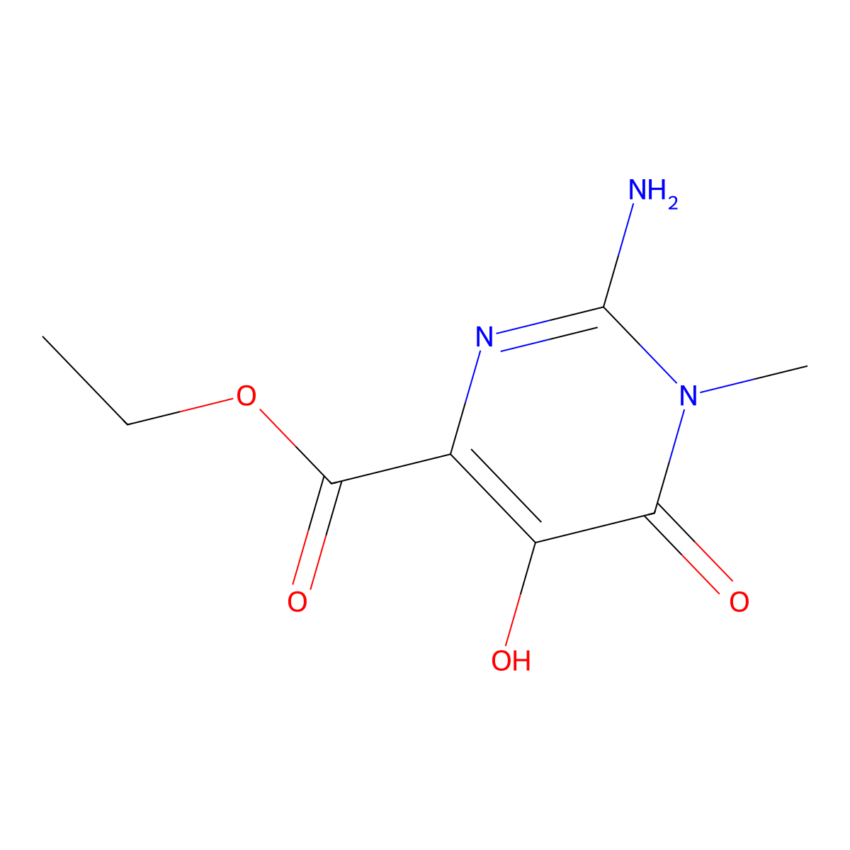 Ethyl 2-amino-5-hydroxy-1-methyl-6-oxo-1,6-dihydropyrimidine-4-carboxylate molecular structure, CAS 729608-50-8