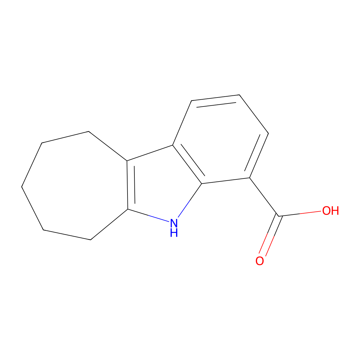 5H,6H,7H,8H,9H,10H-cyclohepta[b]indole-4-carboxylic acid molecular structure, CAS 729613-73-4