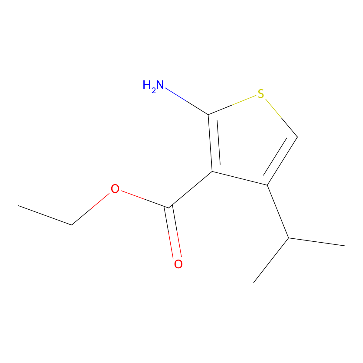 Ethyl 2-amino-4-(1-methylethyl)-3-thiophenecarboxylate molecular structure, CAS 72965-16-3
