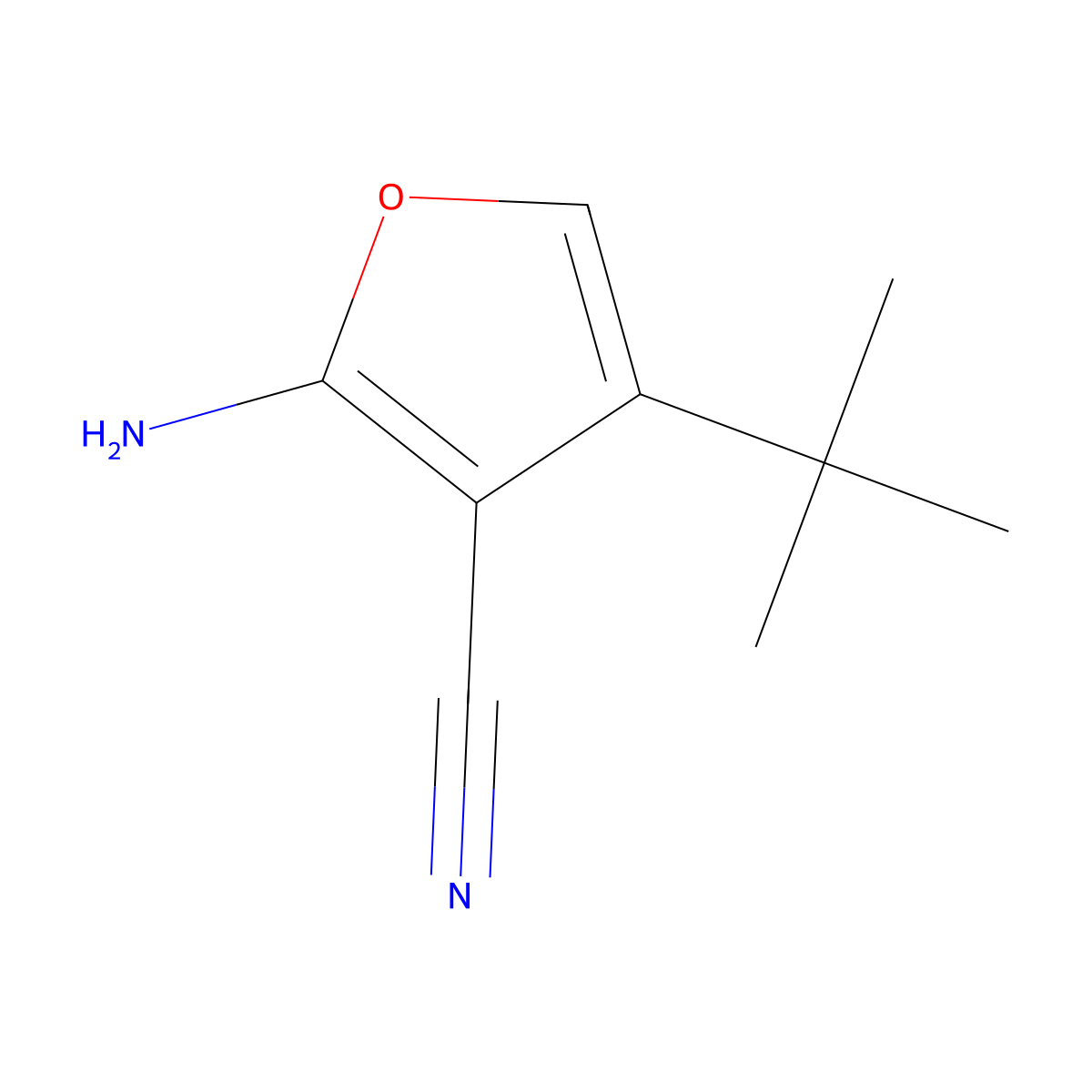 2-Amino-4-tert-butyl-3-furonitrile molecular structure, CAS 72965-46-9
