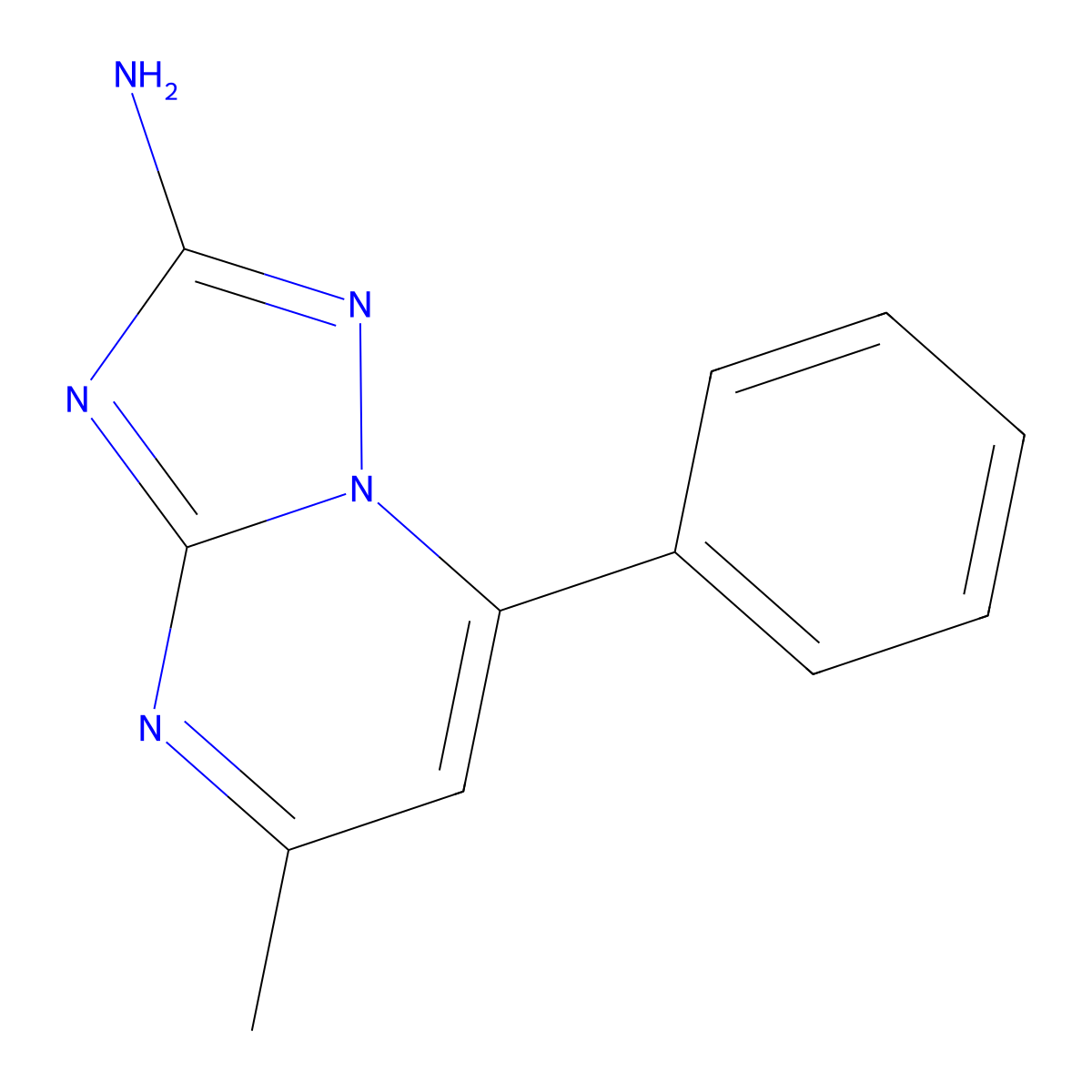 5-Methyl-7-phenyl[1,2,4]triazolo[1,5-a]pyrimidin-2-amine molecular structure, CAS 72966-19-9