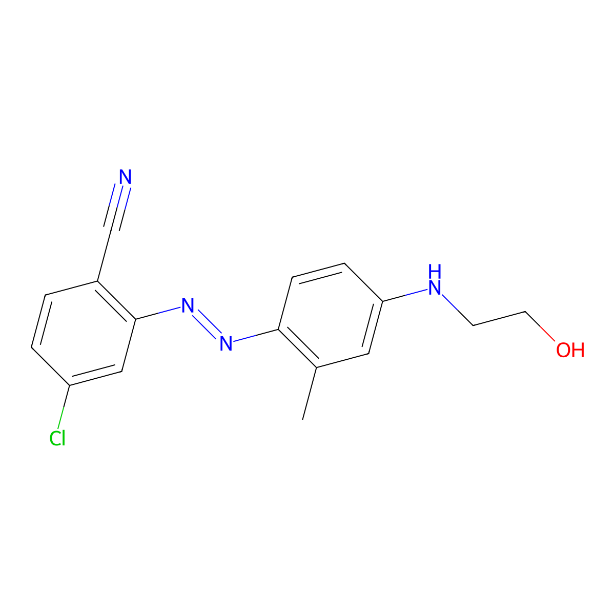 Benzonitrile, 4-chloro-2-[2-[4-[(2-hydroxyethyl)amino]-2-methylphenyl]diazenyl]- molecular structure, CAS 72968-68-4