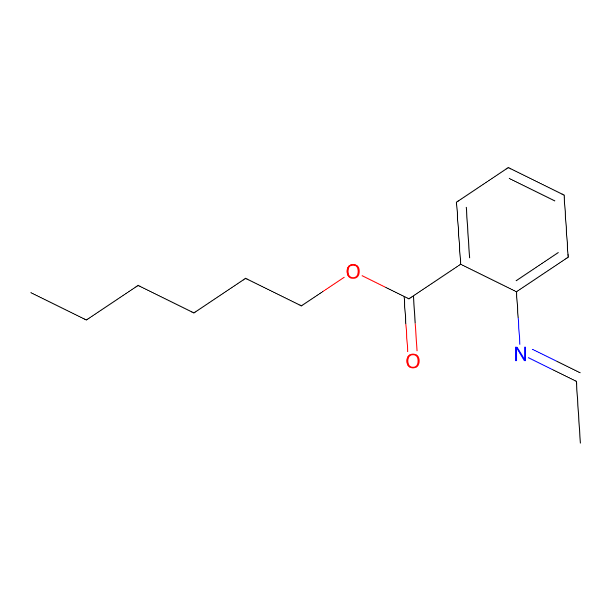 Benzoic acid, 2-(ethylideneamino)-, hexyl ester molecular structure, CAS 72968-69-5
