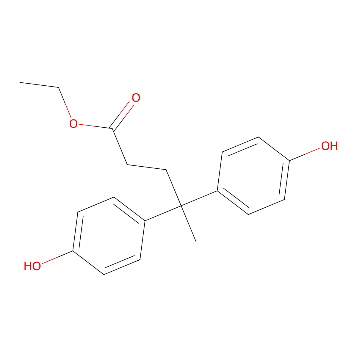 Ethyl 4,4-bis(4-hydroxyphenyl)valerate molecular structure, CAS 7297-86-1