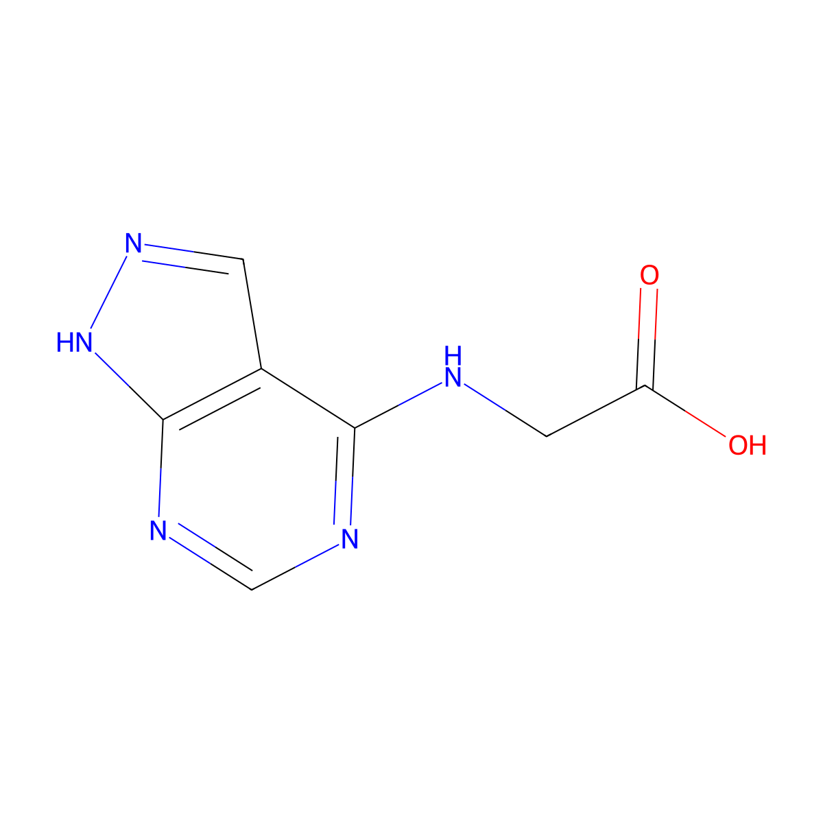 2-(1H-pyrazolo[5,4-d]pyrimidin-4-ylamino)acetic acid molecular structure, CAS 72971-92-7