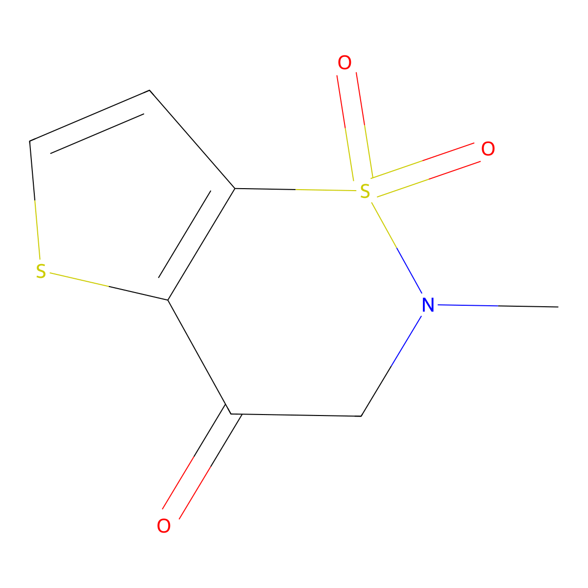 2-methyl-2,3-dihydro-4H-thieno[2,3-e][1,2]thiazin-4-one 1,1-dioxide molecular structure, CAS 72975-44-1
