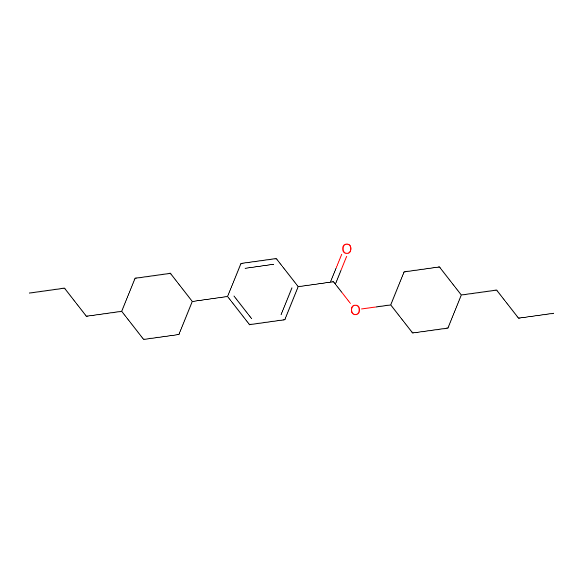 Benzoic acid, 4-(trans-4-propylcyclohexyl)-, trans-4-propylcyclohexyl ester molecular structure, CAS 72983-69-8