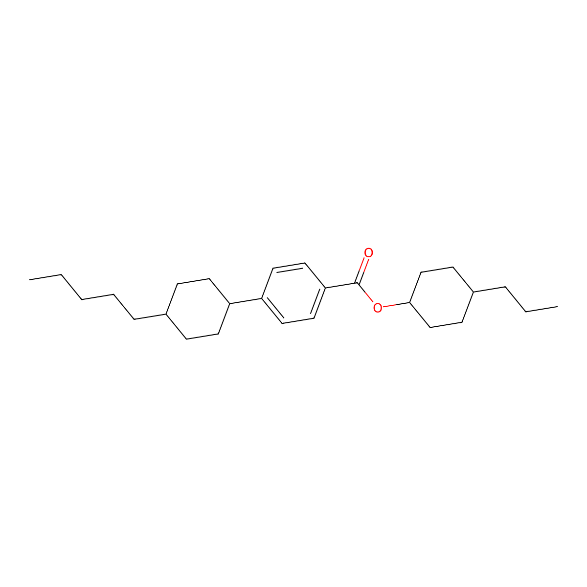 Benzoic acid, 4-(trans-4-pentylcyclohexyl)-, trans-4-propylcyclohexyl ester molecular structure, CAS 72983-70-1