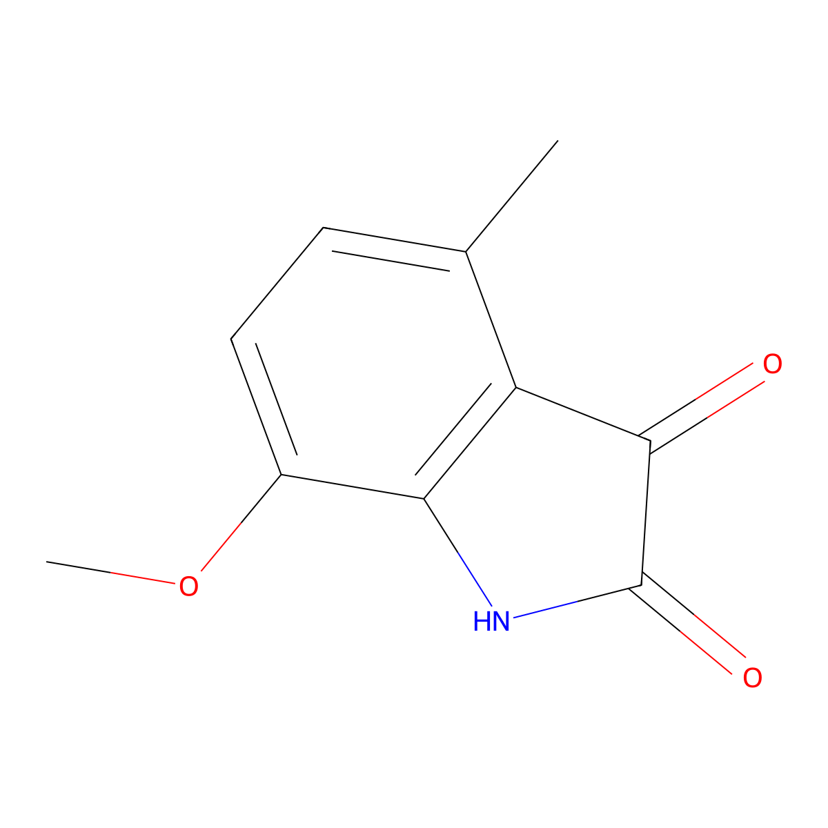 7-methoxy-4-methyl-2,3-dihydro-1H-indole-2,3-dione molecular structure, CAS 72985-49-0