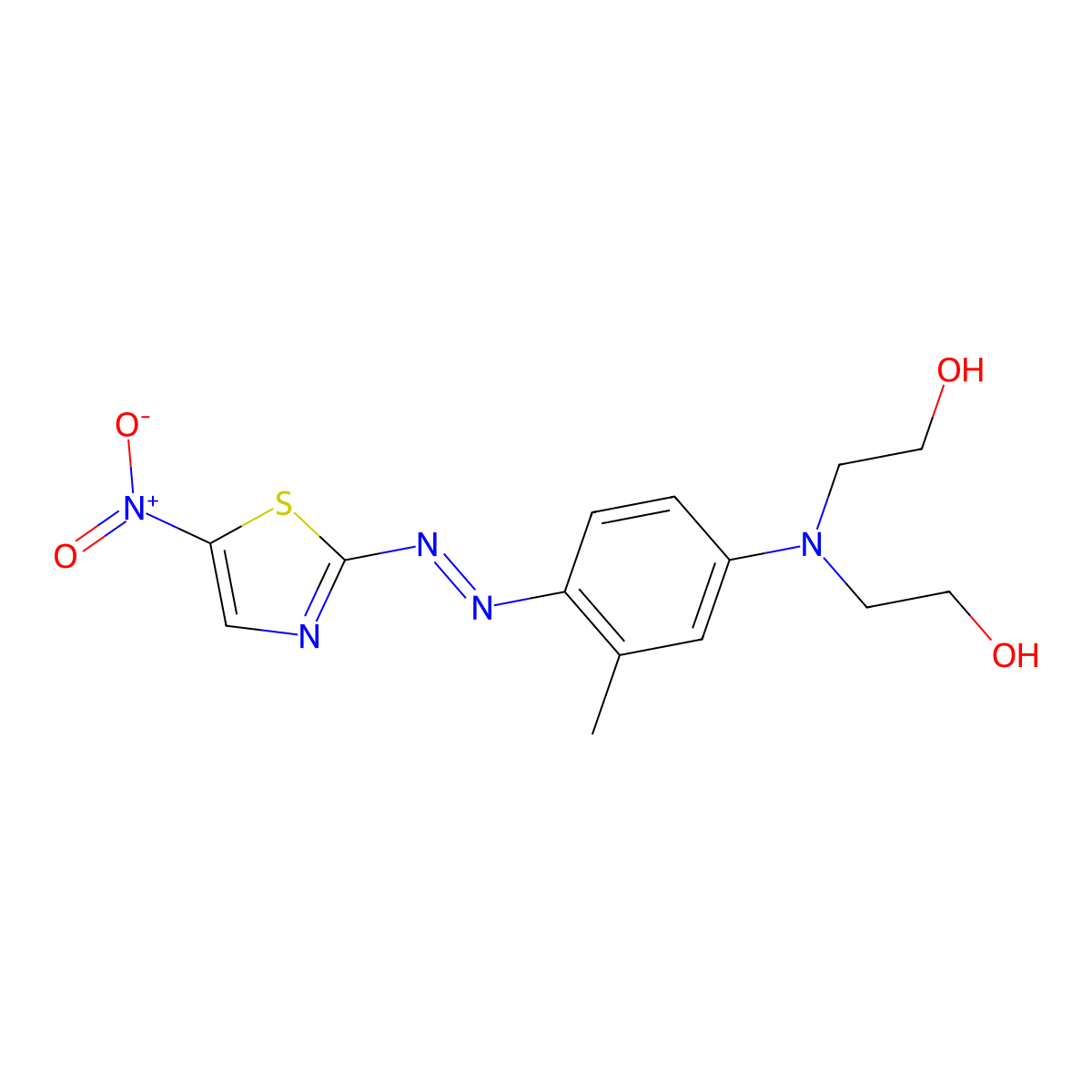 2,2'-(3-Methyl-4-(5-nitrothiazol-2-ylazo)phenylimino)bisethanol molecular structure, CAS 72987-42-9