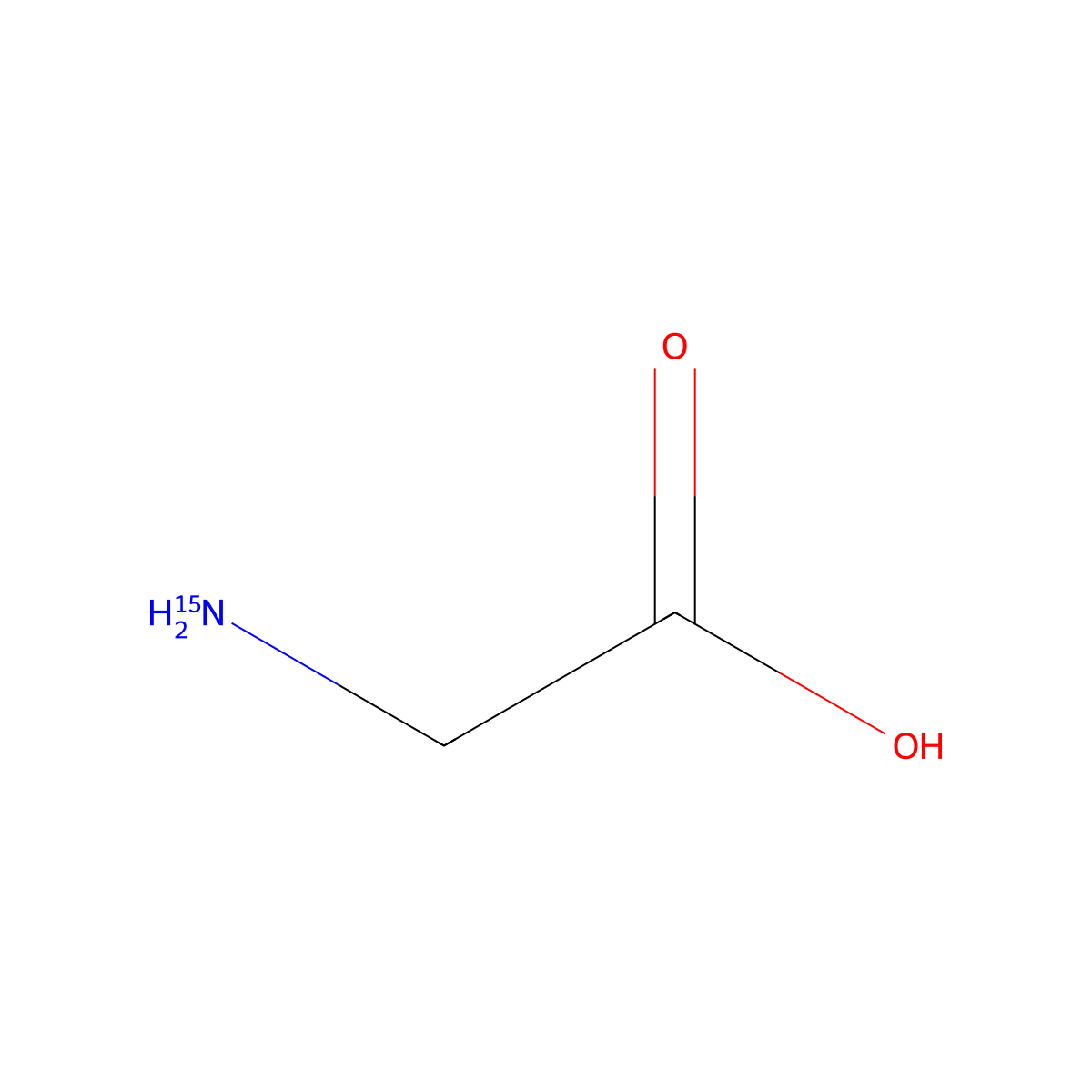 Glycine-15N molecular structure, CAS 7299-33-4