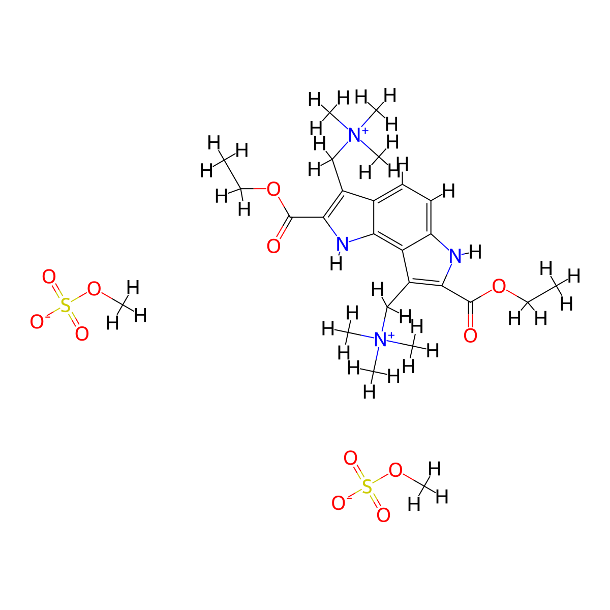 Benzo(1,2-b:3,4-b')dipyrrole-3,8-dimethanaminium, 1,6-dihydro-2,7-bis(ethoxycarbonyl)-N,N,N,N',N',N'-hexamethyl-, bis(methylsulfate) molecular structure, CAS 72990-72-8