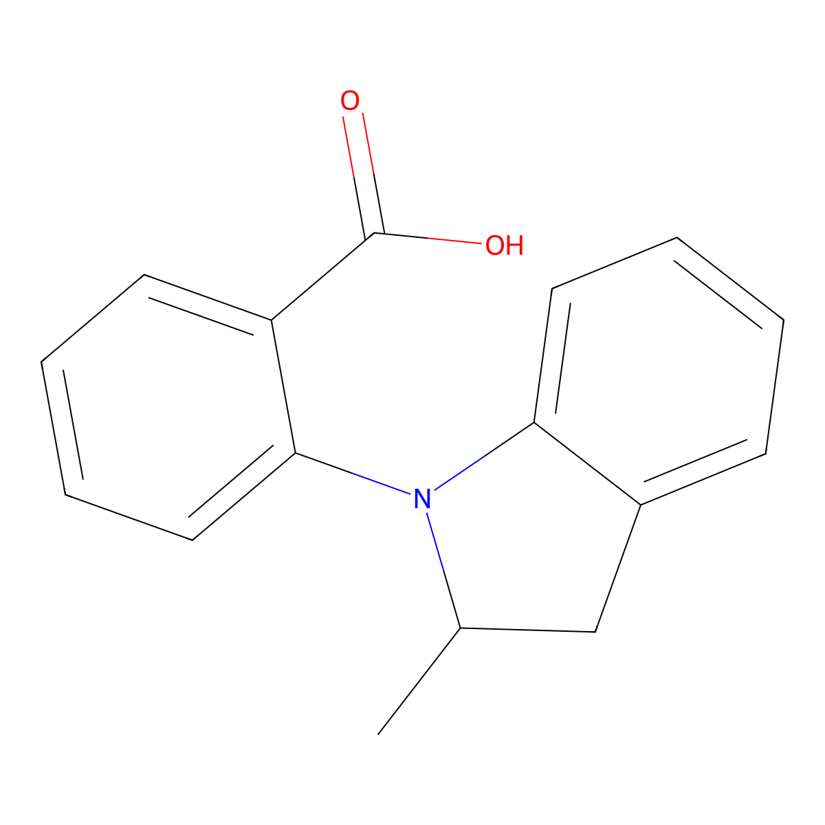 2-(2,3-Dihydro-2-methyl-1H-indol-1-yl)benzoic acid molecular structure, CAS 72990-99-9