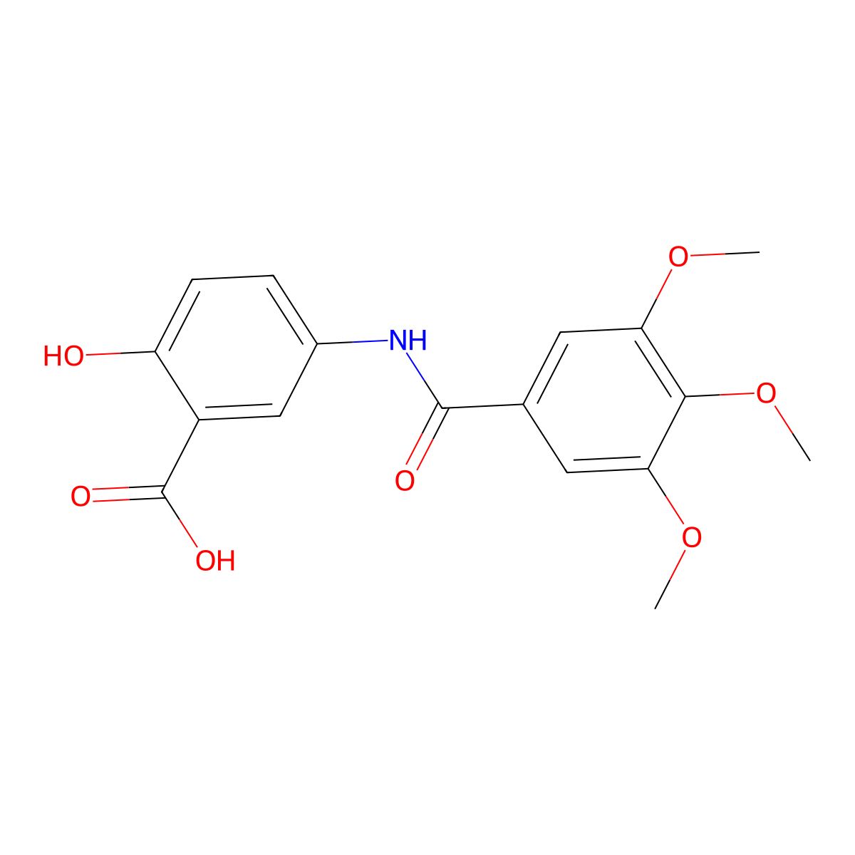 2-Hydroxy-5-[(3,4,5-trimethoxybenzoyl)amino]benzoic acid molecular structure, CAS 72998-50-6