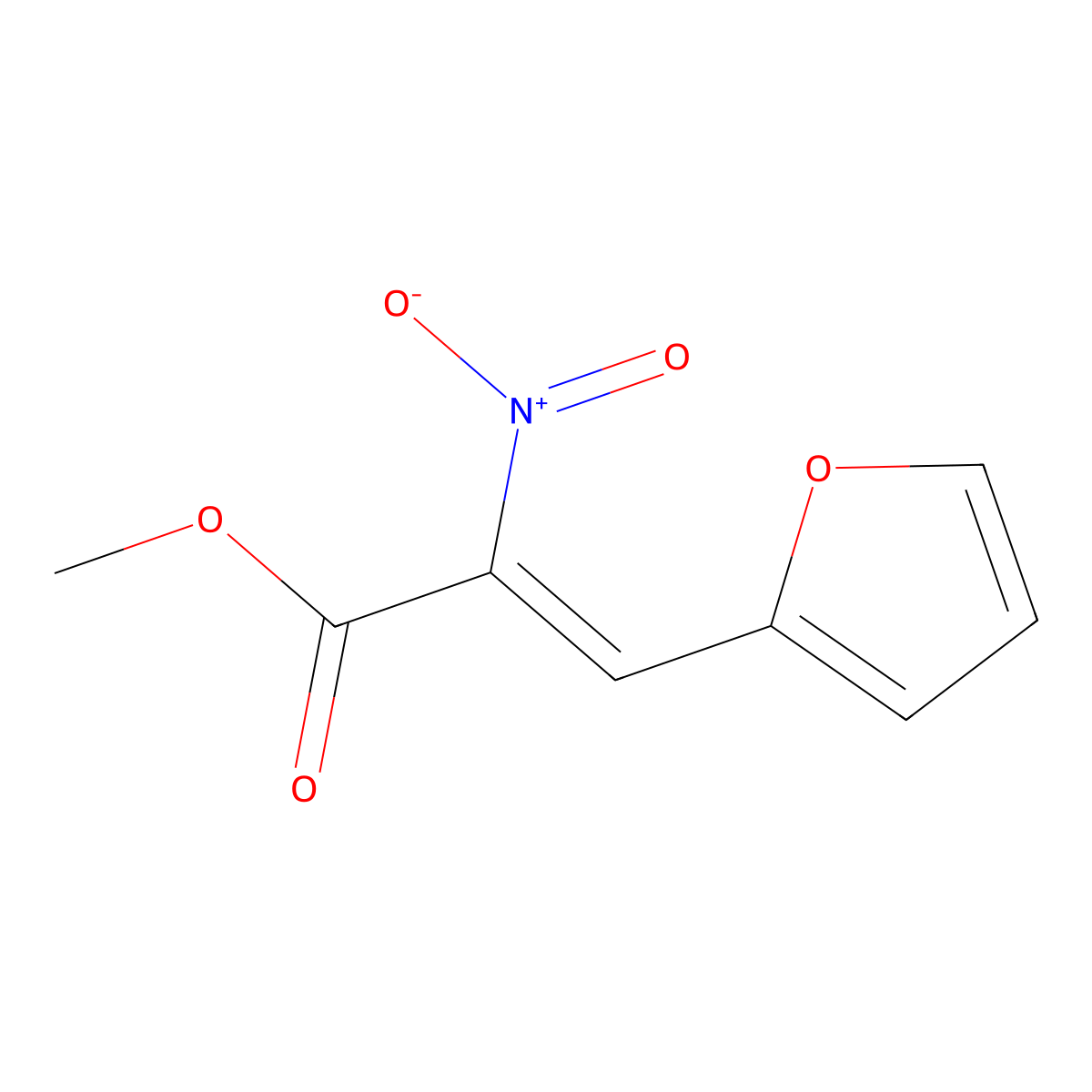 alpha-Nitro-2-furanacrylic acid, methyl ester molecular structure, CAS 72999-11-2
