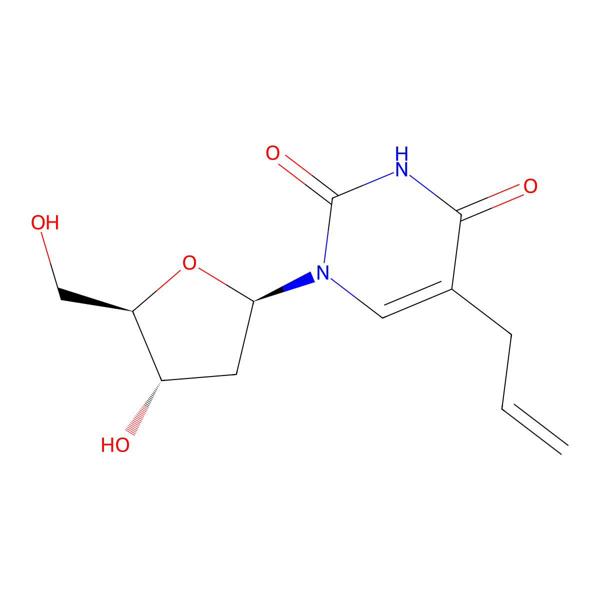 5-(2-Propenyl)-2'-deoxyuridine molecular structure, CAS 73-39-2