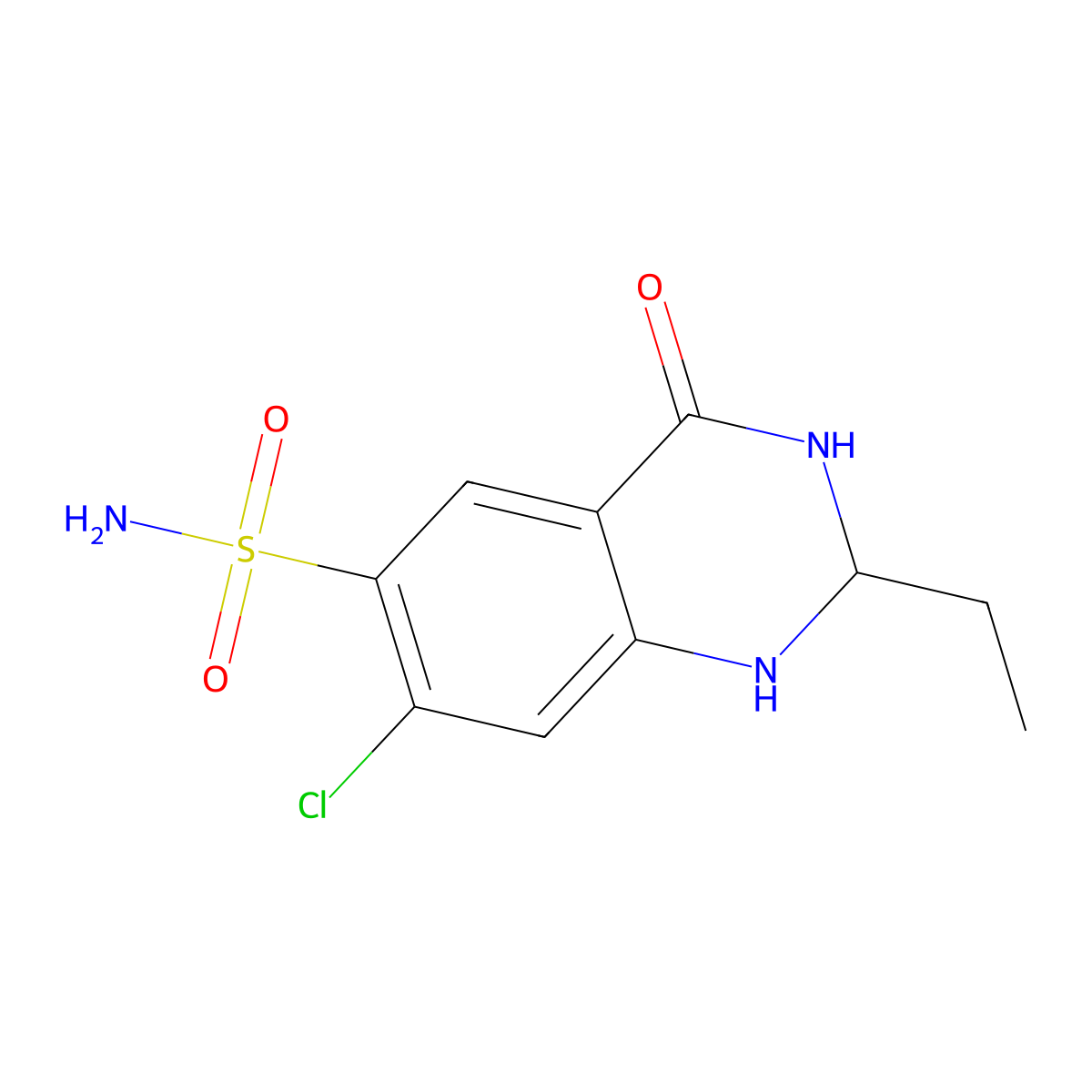 Quinethazone molecular structure, CAS 73-49-4